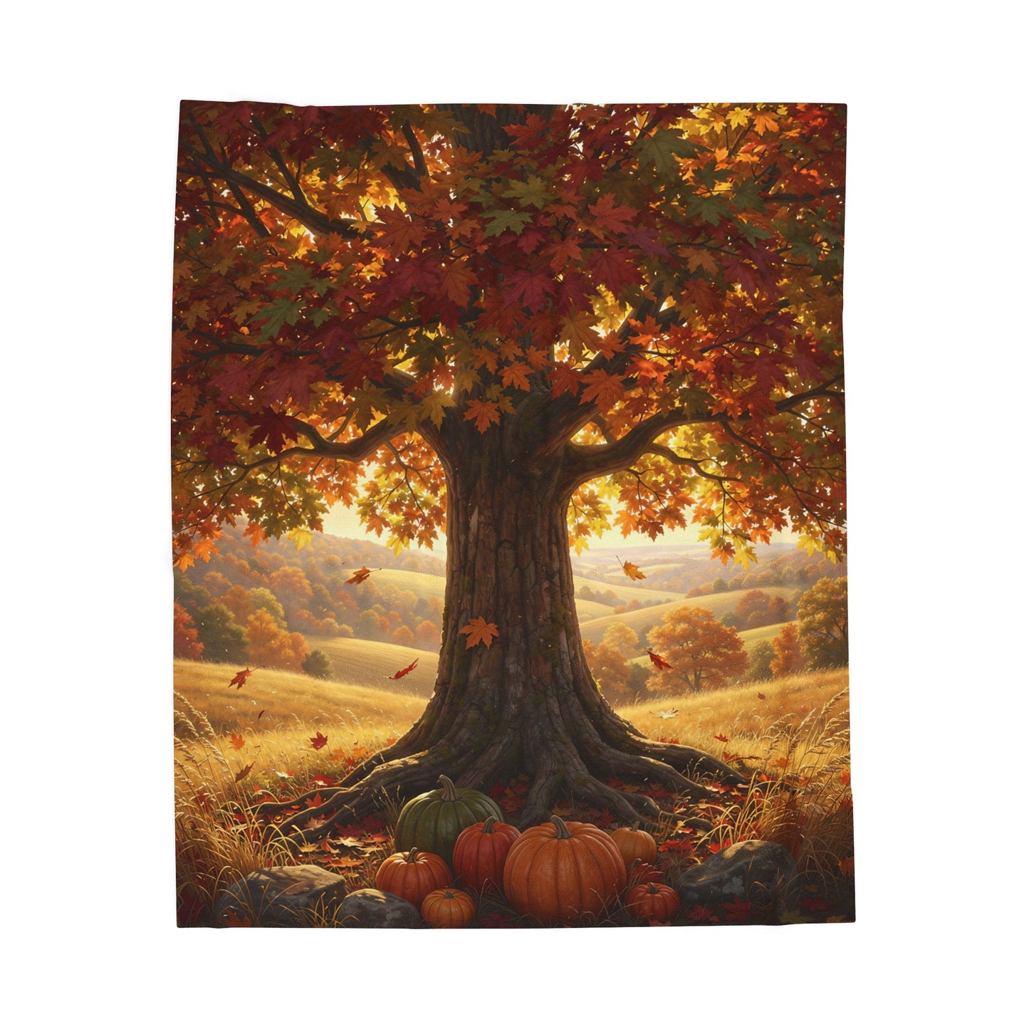 Harvest Tree Velveteen Plush Blanket