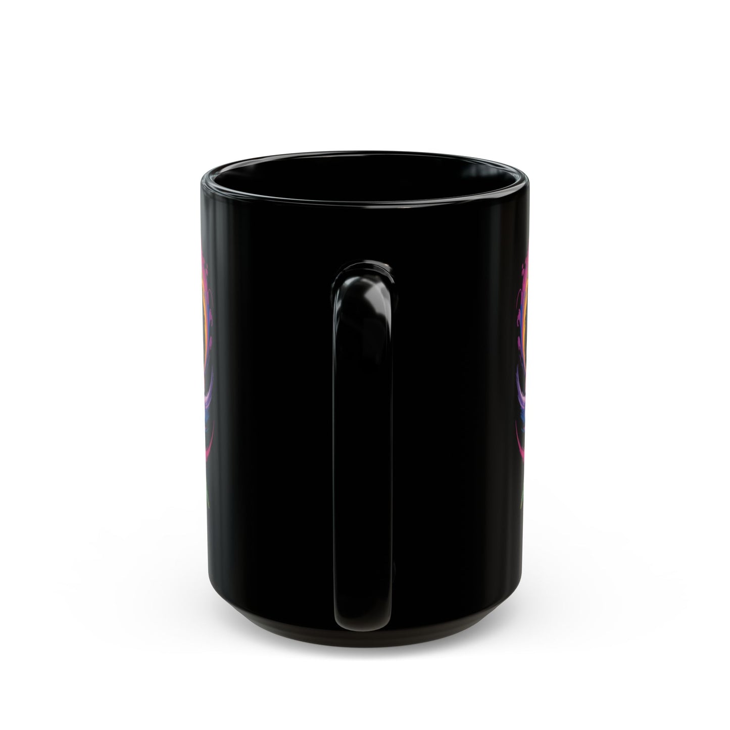 Dahlia with paint swirls Black Mug (15oz)