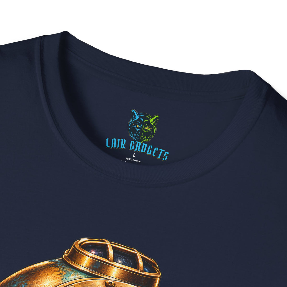 Steampunk galaxy diving helmet graphic tee, alternate view