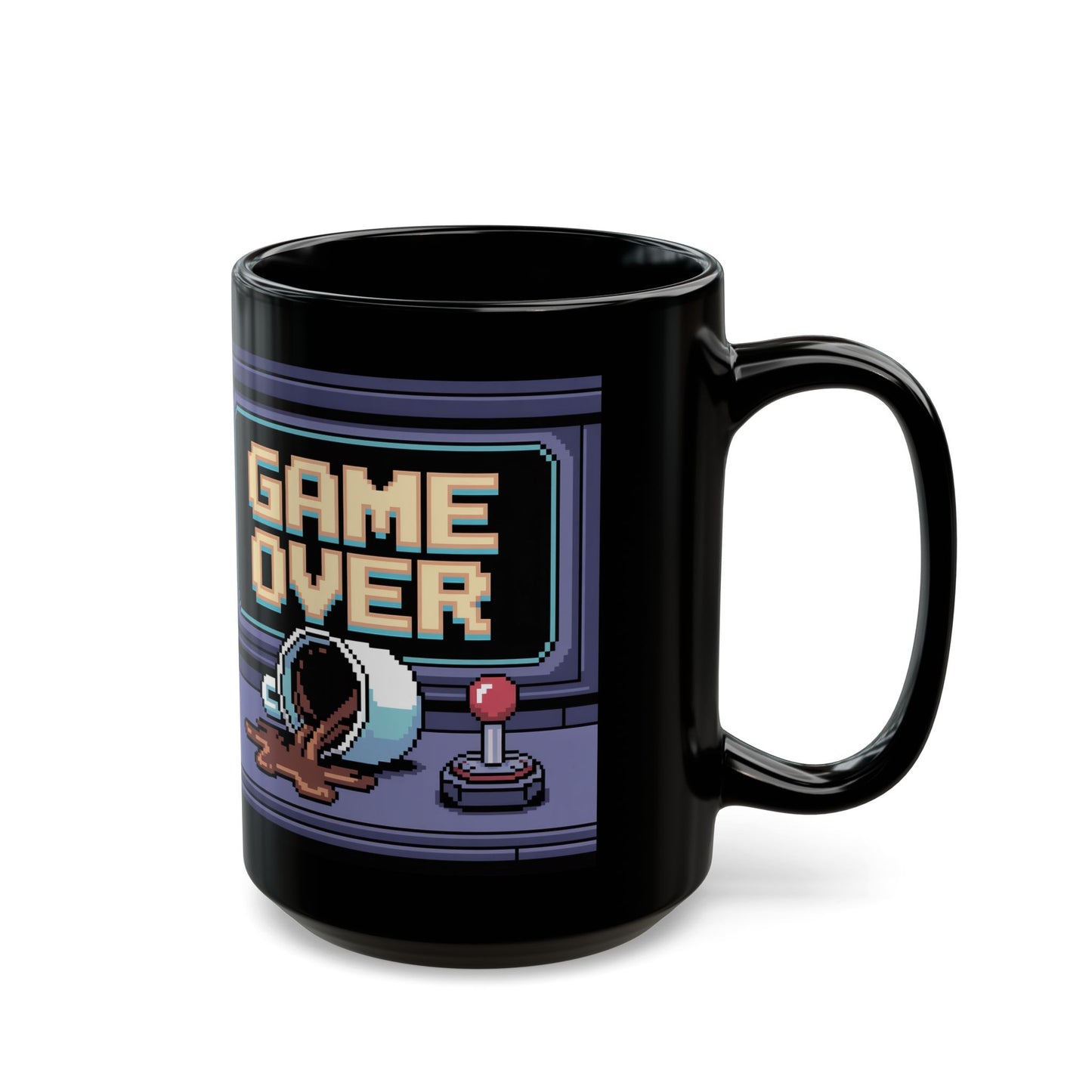 Retro Gamer Mug, Game Over Coffee Cup, Vintage Gamers Gift, Pixel Art Drinkware, Fun Gaming Accessories