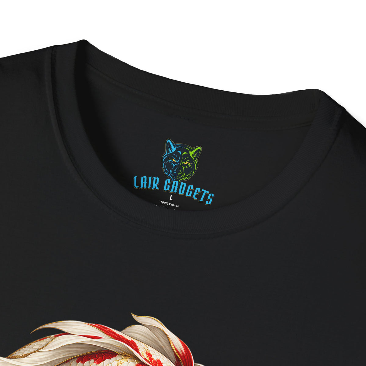 Red and white koi fish circle graphic tee, alternate view