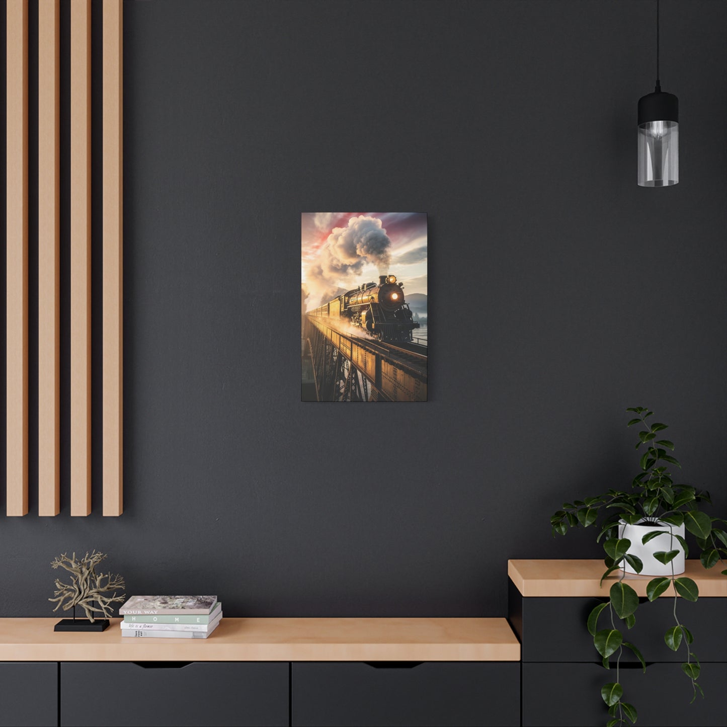 Train on bridge 16x24VERTICAL  Matte Canvas, Stretched, 1.25"