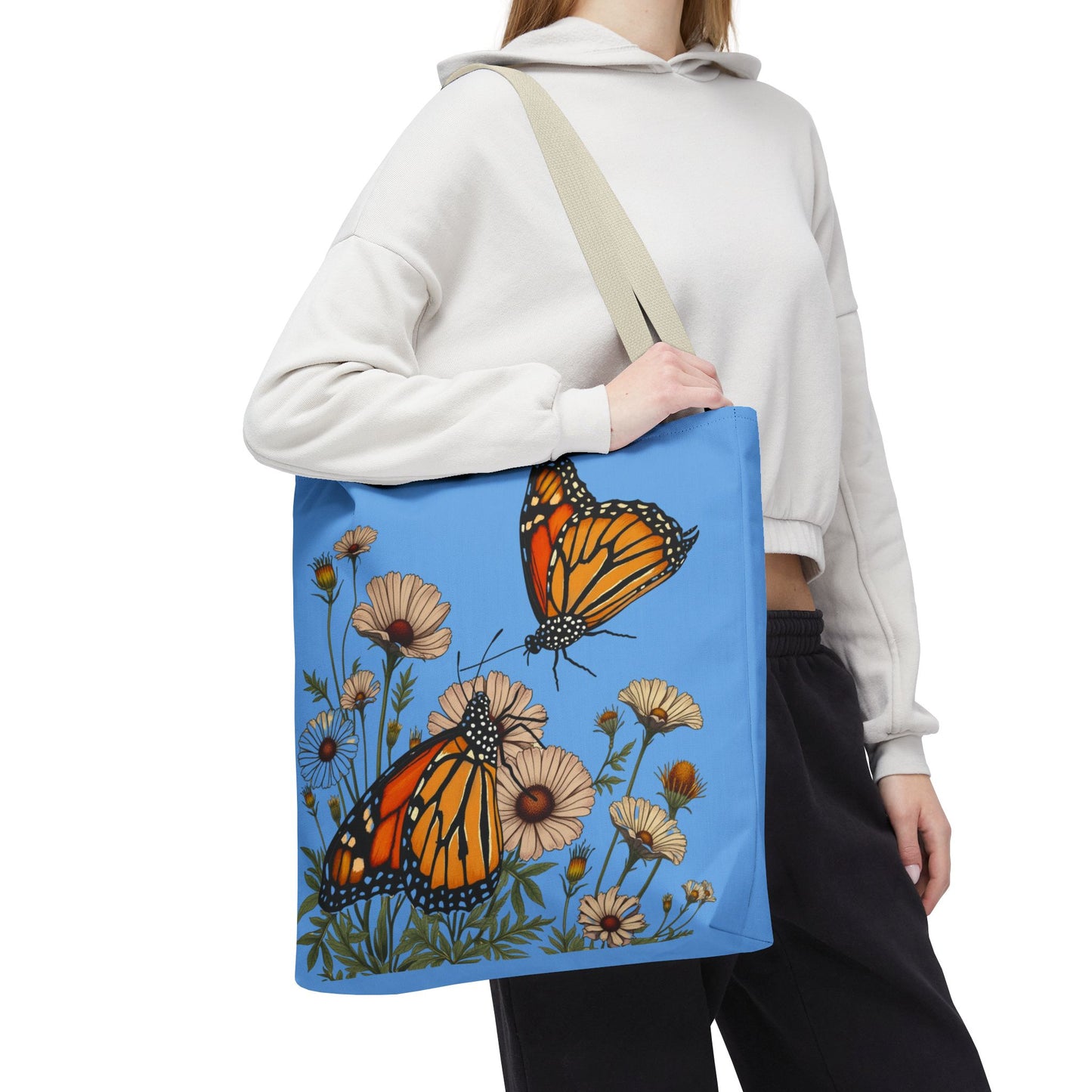 Butterfly Floral Tote Bag, Eco-Friendly Shopping Bag, Gift for Nature Lovers, Spring/Summer Fashion, Beach Bag, Reusable Grocery Bag