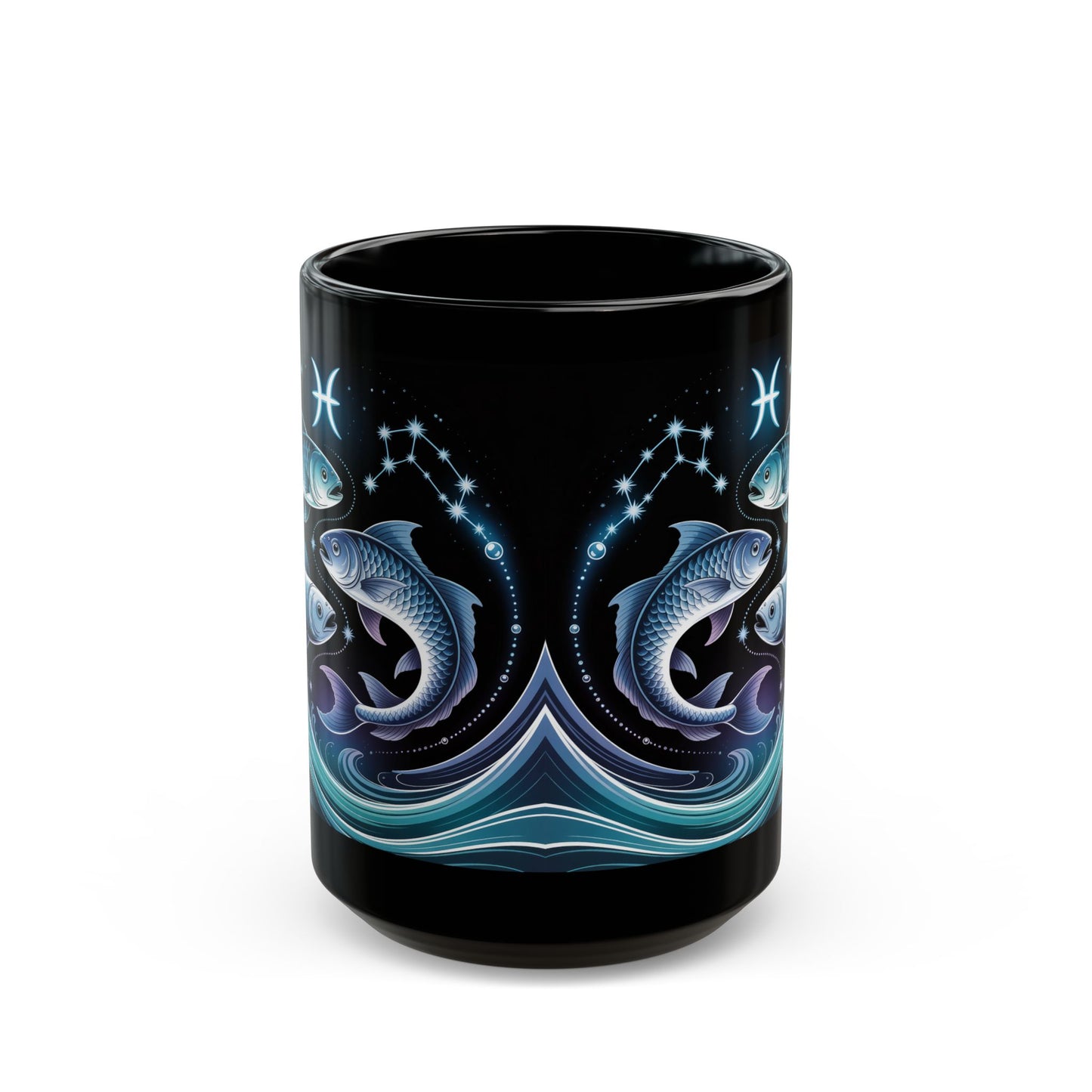 Pisces Zodiac Mug - Black Astrology Coffee Cup, Perfect Gift for Fish Lovers, Birthday, Astrology Enthusiasts, Home Decor, 11oz, 15oz
