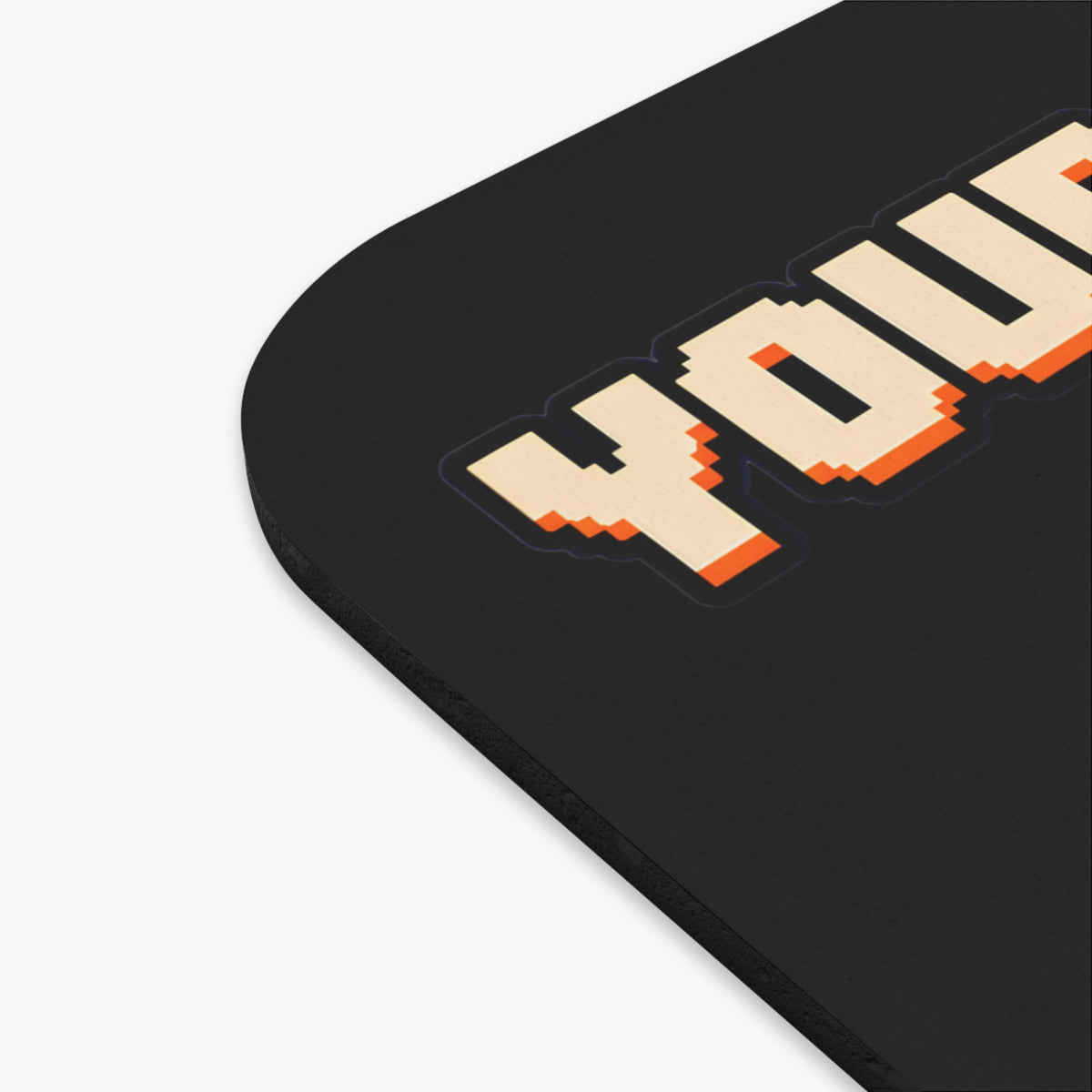 Your Pixel Count Is Bigger Than Mine 9x8 mouse pad with black background and 8-bit space shooter artwork