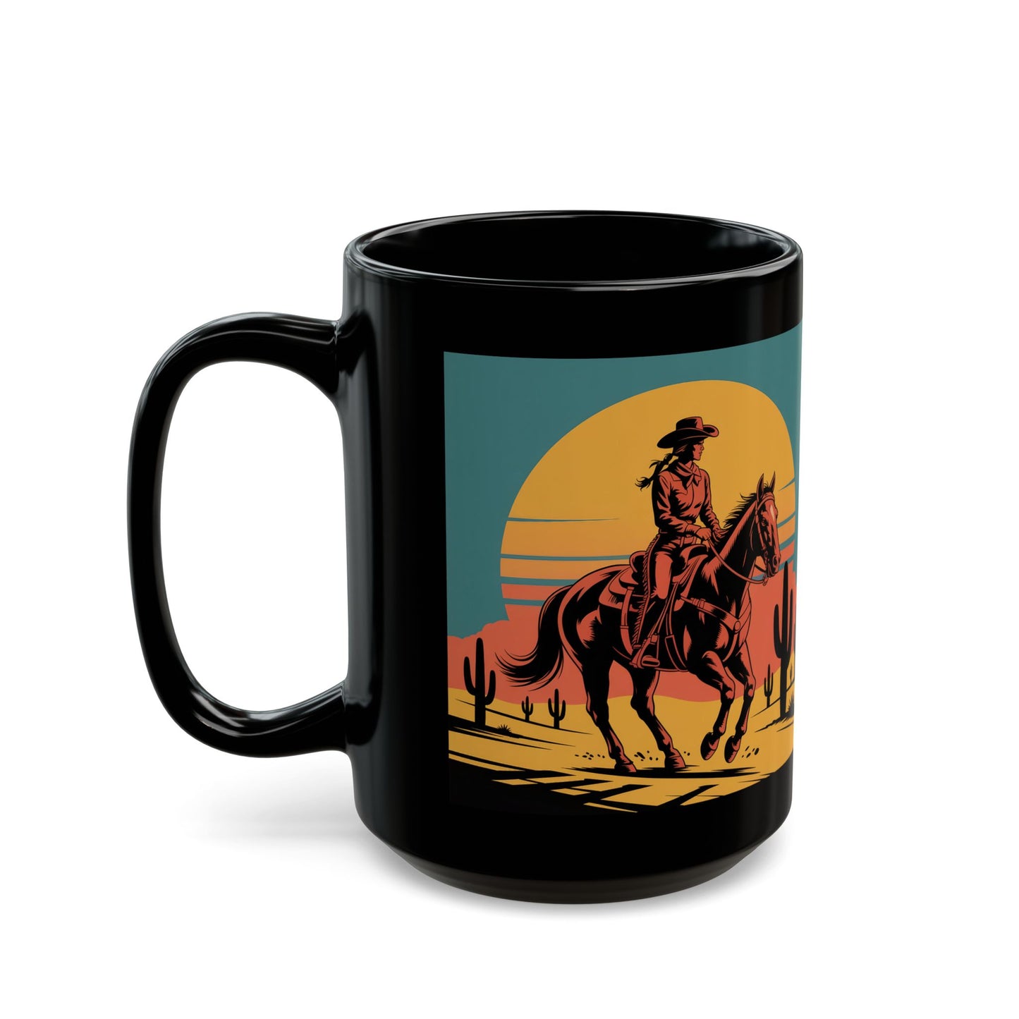 Cowgirl rider Black Mug (15oz)