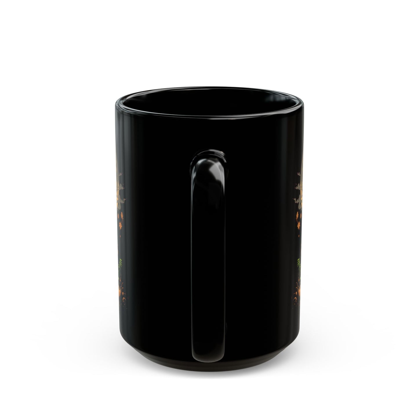 Hero Black Cat Transparent Style Black Mug (15oz)
