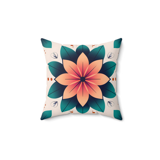 Floral Design Spun Polyester Square Pillow - Home Decor Accent