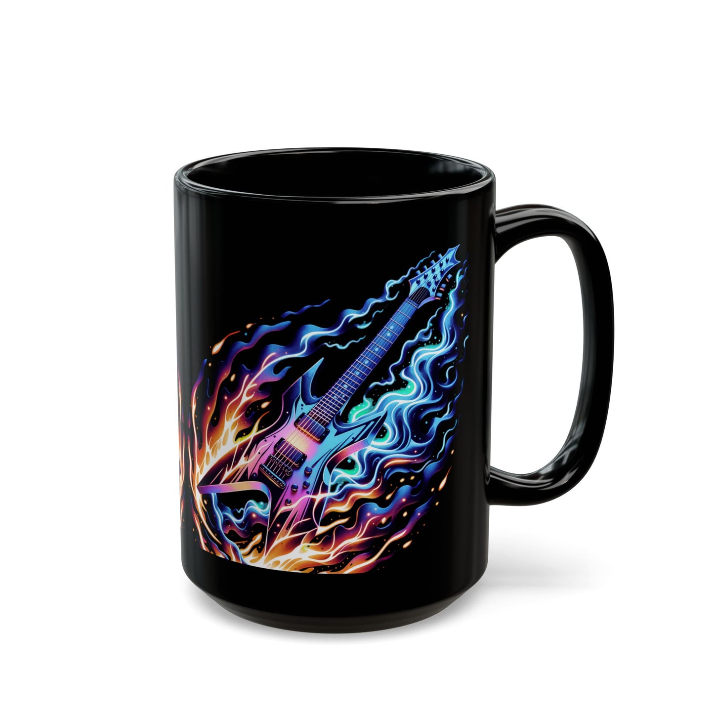 Flaming Guitar Black Mug (11oz, 15oz)