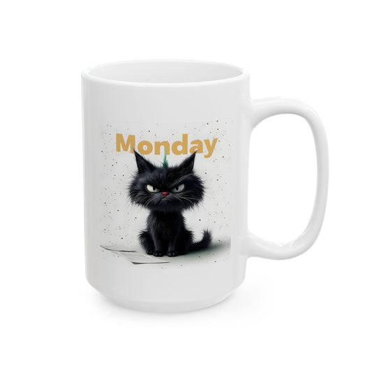 Motivational Cat Ceramic Mug - Perfect for Coffee Lovers, 15oz