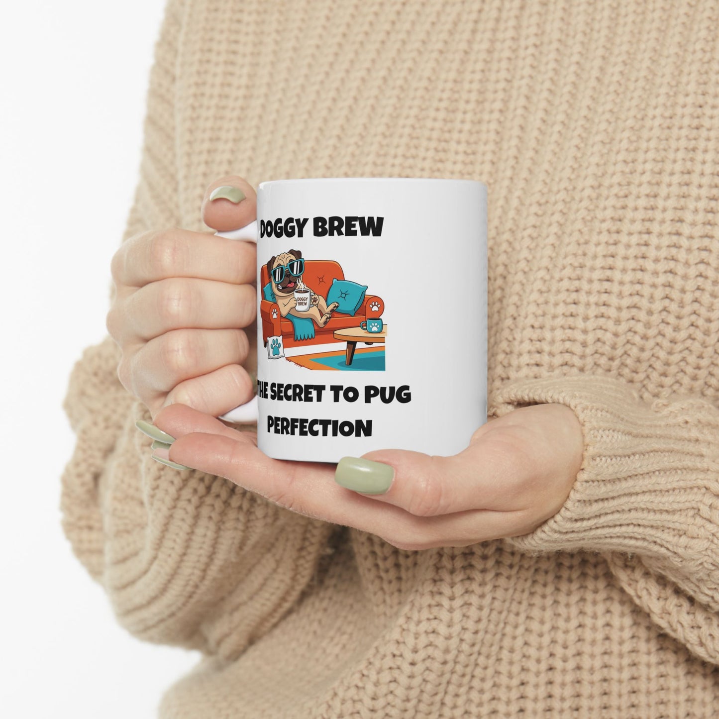 Cute Pug Ceramic Mug | Dog Lover Gift | Funny Coffee Cup | Home Office Decor | Pet Parent Present | 11oz, 15oz