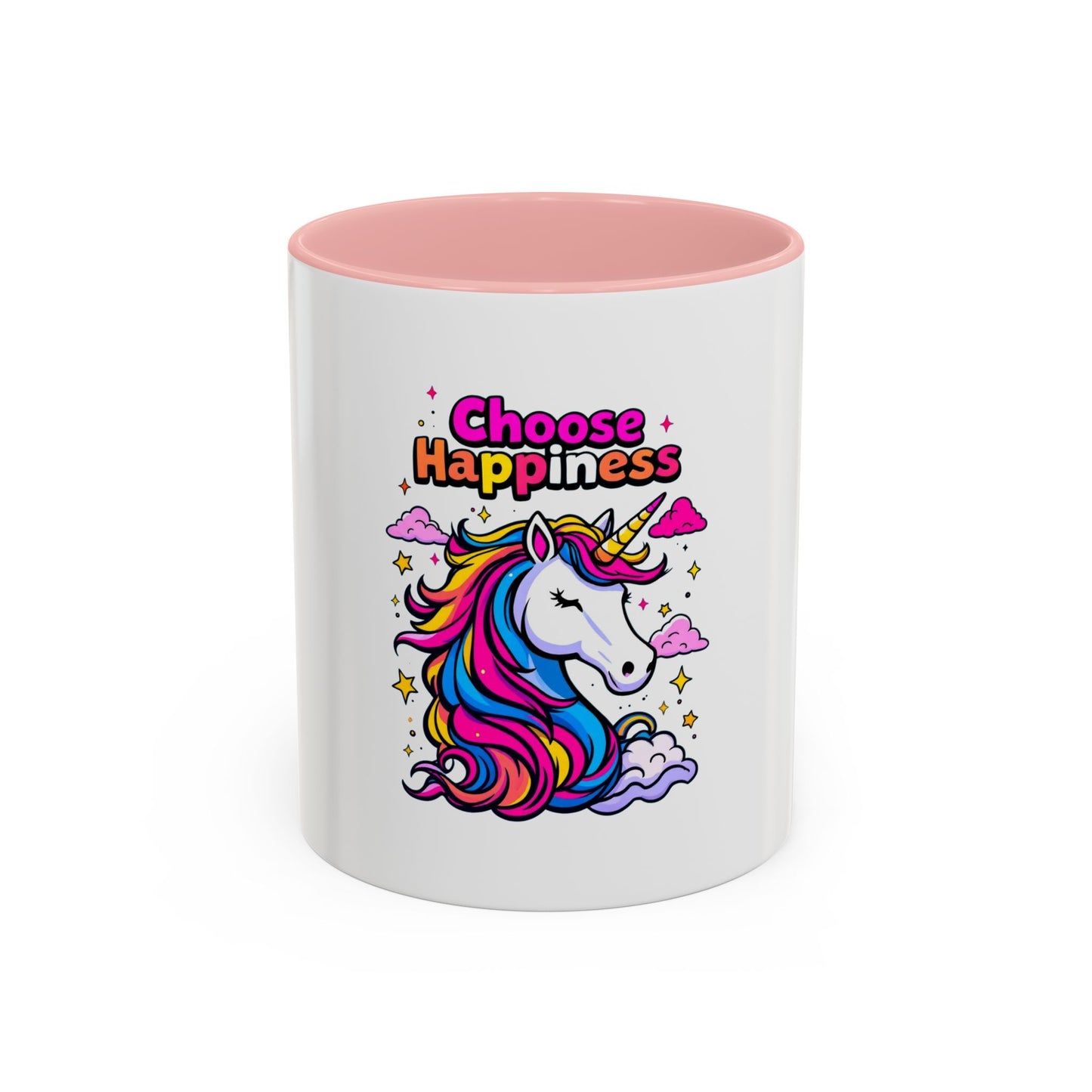 Unicorn Coffee Mug, 'Choose Happiness' Design, Glossy Finish for Morning Motivation