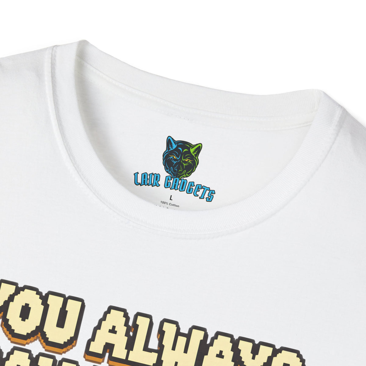 You Always Say Hello retro pixel art NPC graphic tee, alternate view