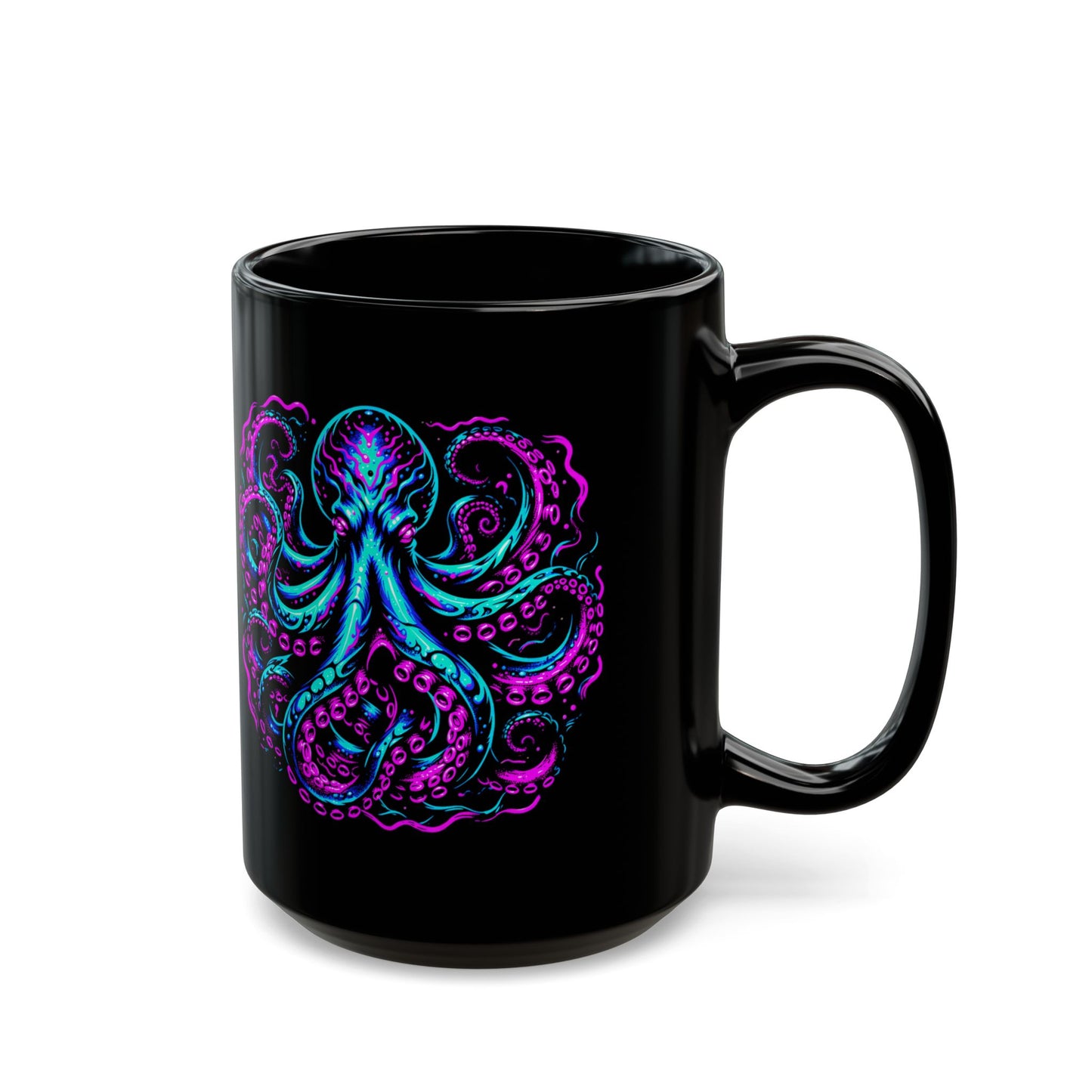Neon Octopus Black Mug (11oz, 15oz)