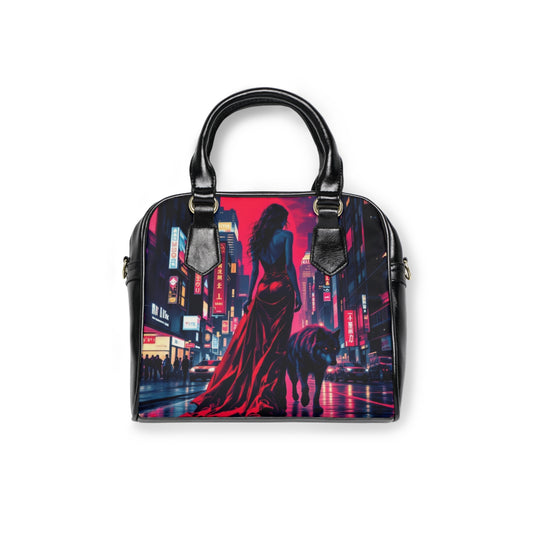 Artistic Nightlife Shoulder Handbag - Unique Fashion Statement Carryall - Chic Gift for Trendy Ladies