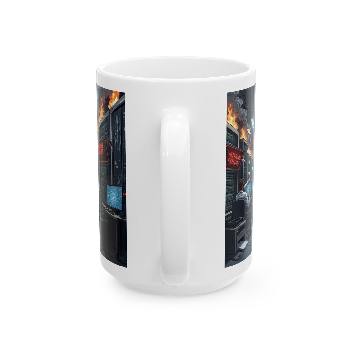 Calm Under Pressure Ceramic Mug — Female Executive in Control Room (15oz)