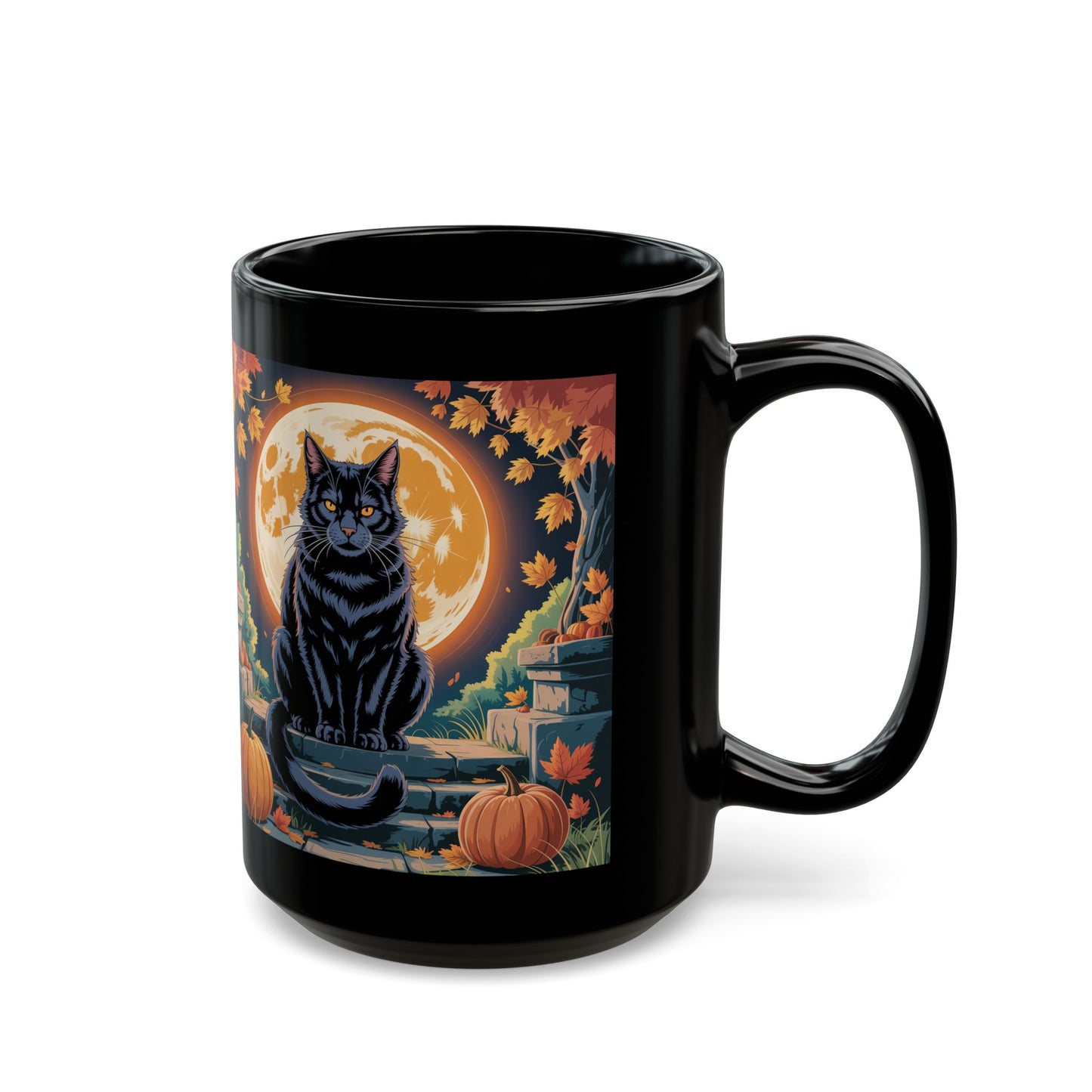 Cat full background Black Mug (15oz)