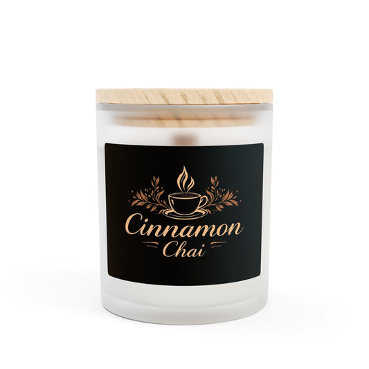 Cinnamon Chai Scented Candle - Cozy 11oz Frosted Glass Decor for Relaxation