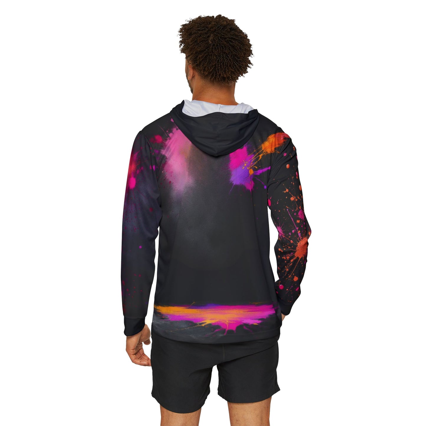 Men's Sports Warmup Hoodie - Vibrant Splash Design for Active Lifestyles