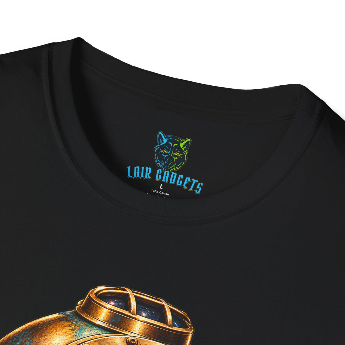 Steampunk galaxy diving helmet graphic tee, alternate view