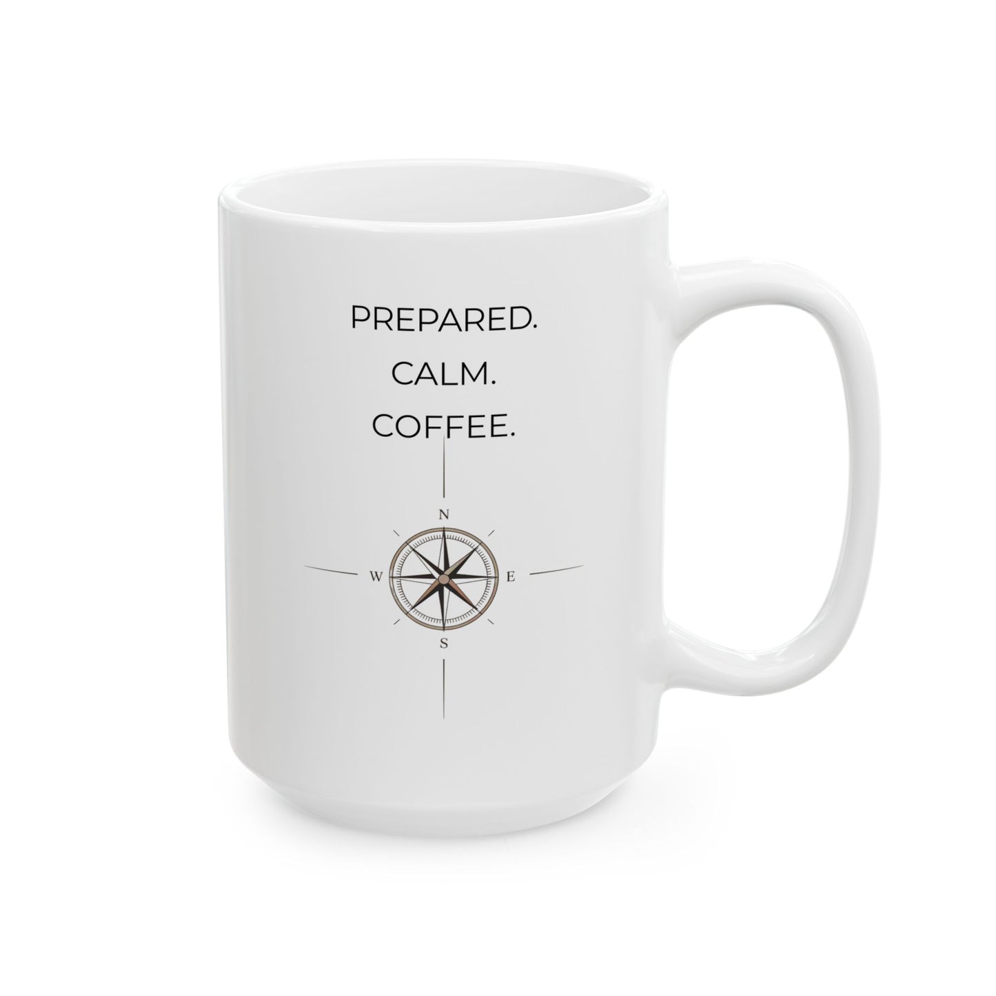 Prepared Calm 86 Coffee Compass Style, 15oz Ceramic Mug