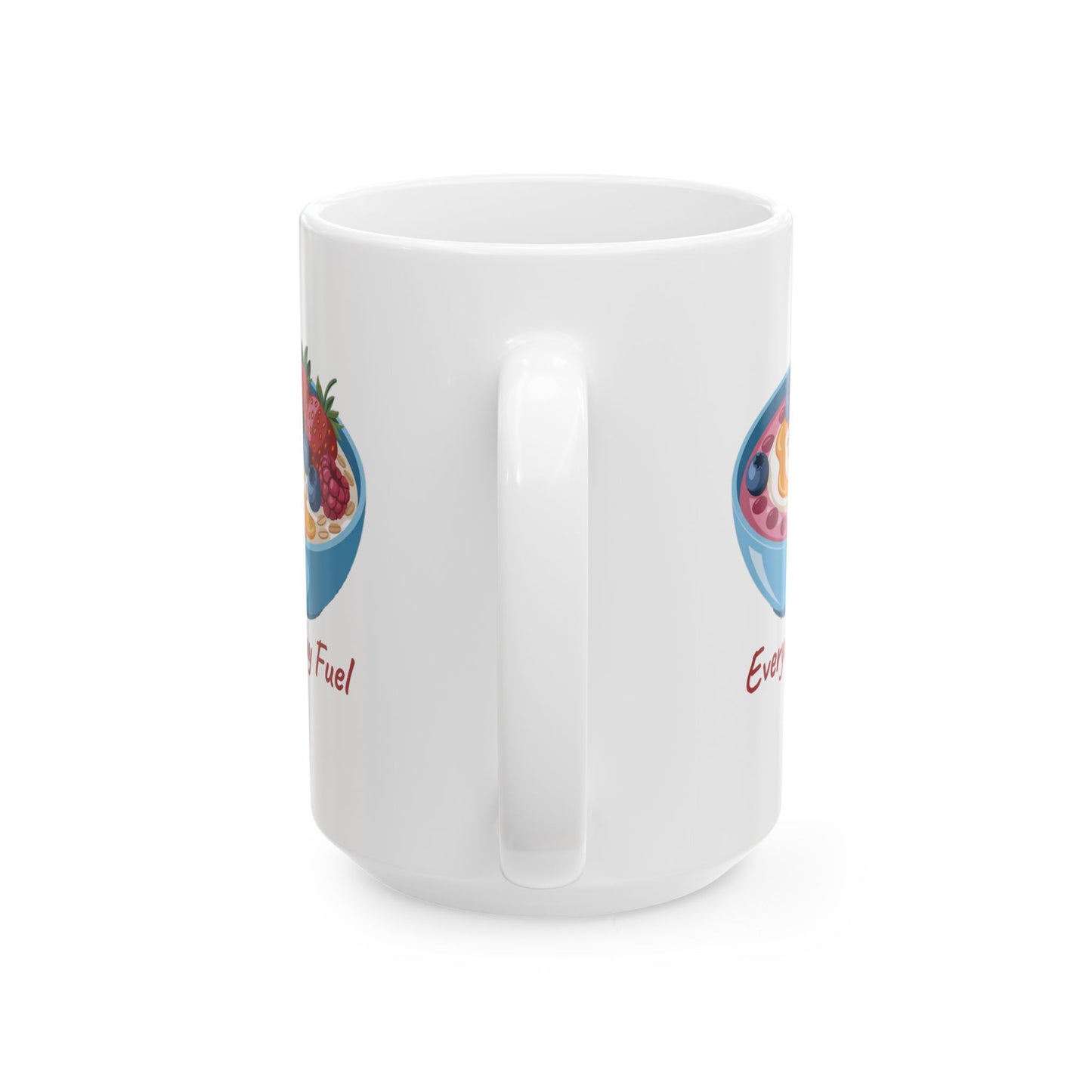 Acai Bowl Ceramic Mug — Colorful Fruit Illustration "Everyday Fuel" (15oz)