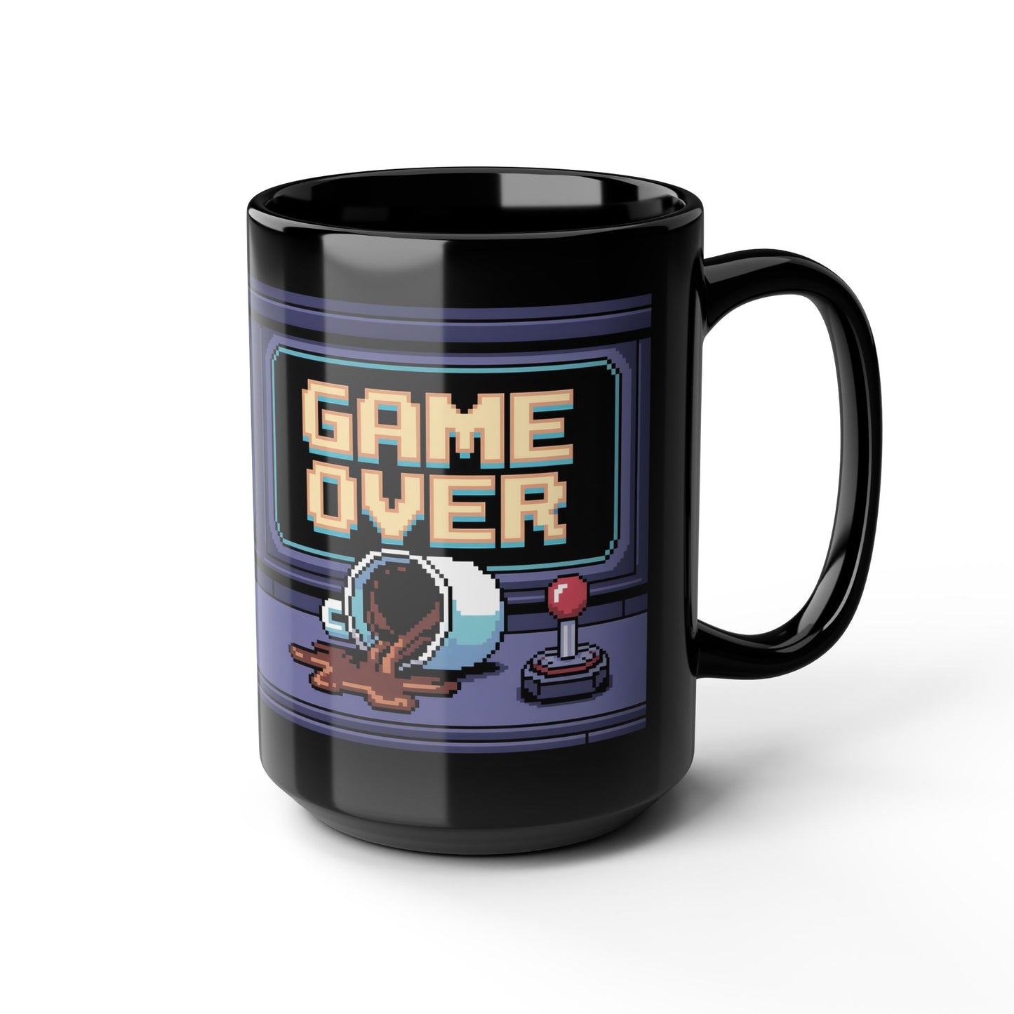 Retro Gamer Mug, Game Over Coffee Cup, Vintage Gamers Gift, Pixel Art Drinkware, Fun Gaming Accessories