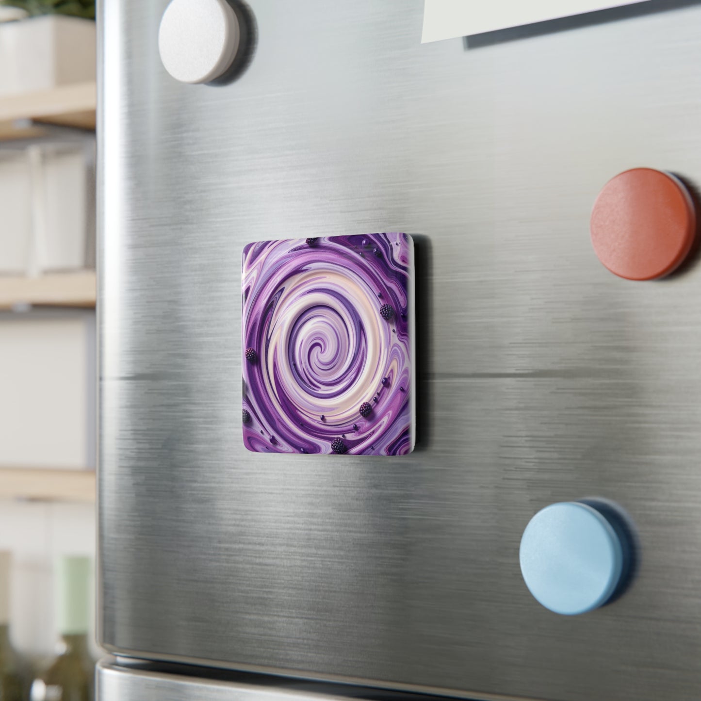 Blackberry Vanilla Swirl Porcelain Magnet - Decorative Square Magnet for Stylish Home Decor