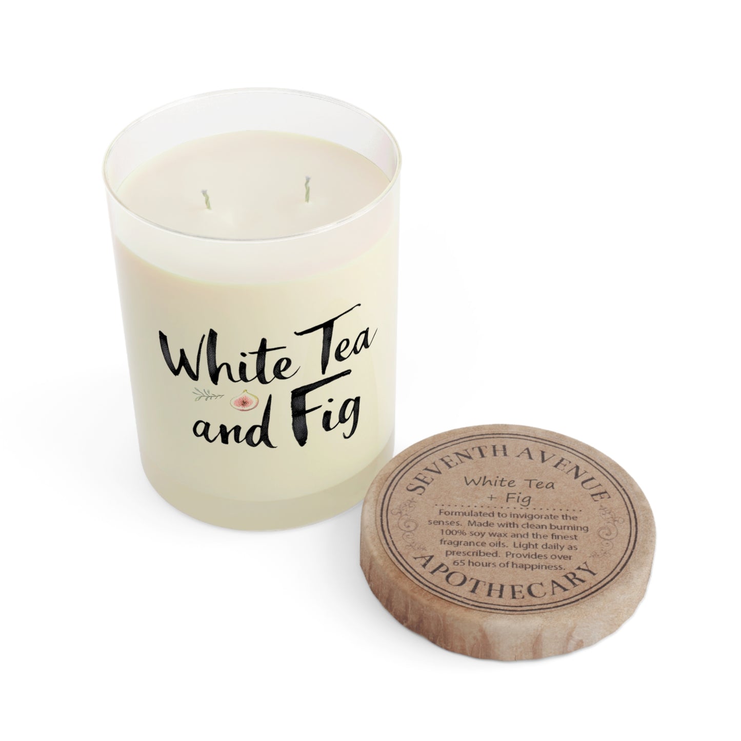 White Tea and Fig Scented Candle, 11oz Full Glass, Elegant Home Fragrance Gift for Every Occasion or Celebration