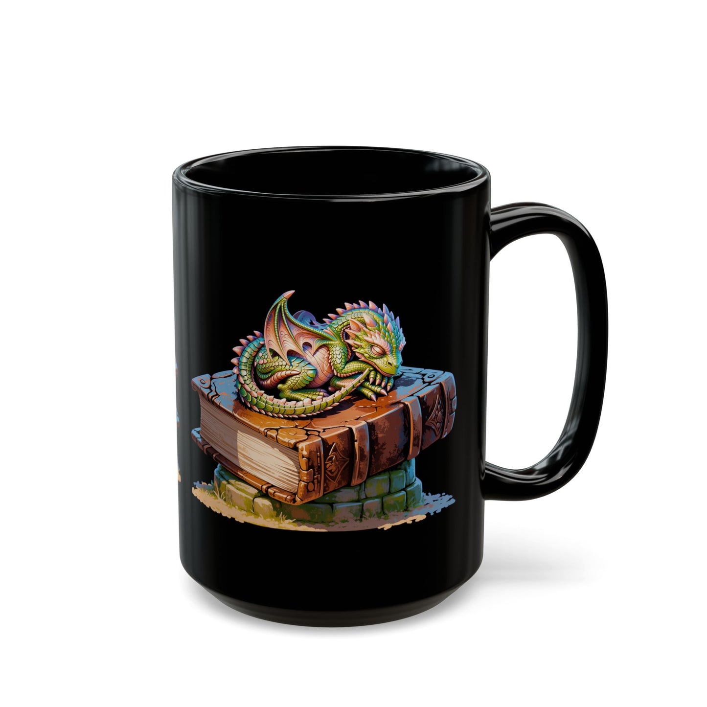 Sleeping Dragon Book Black Mug (11oz, 15oz)