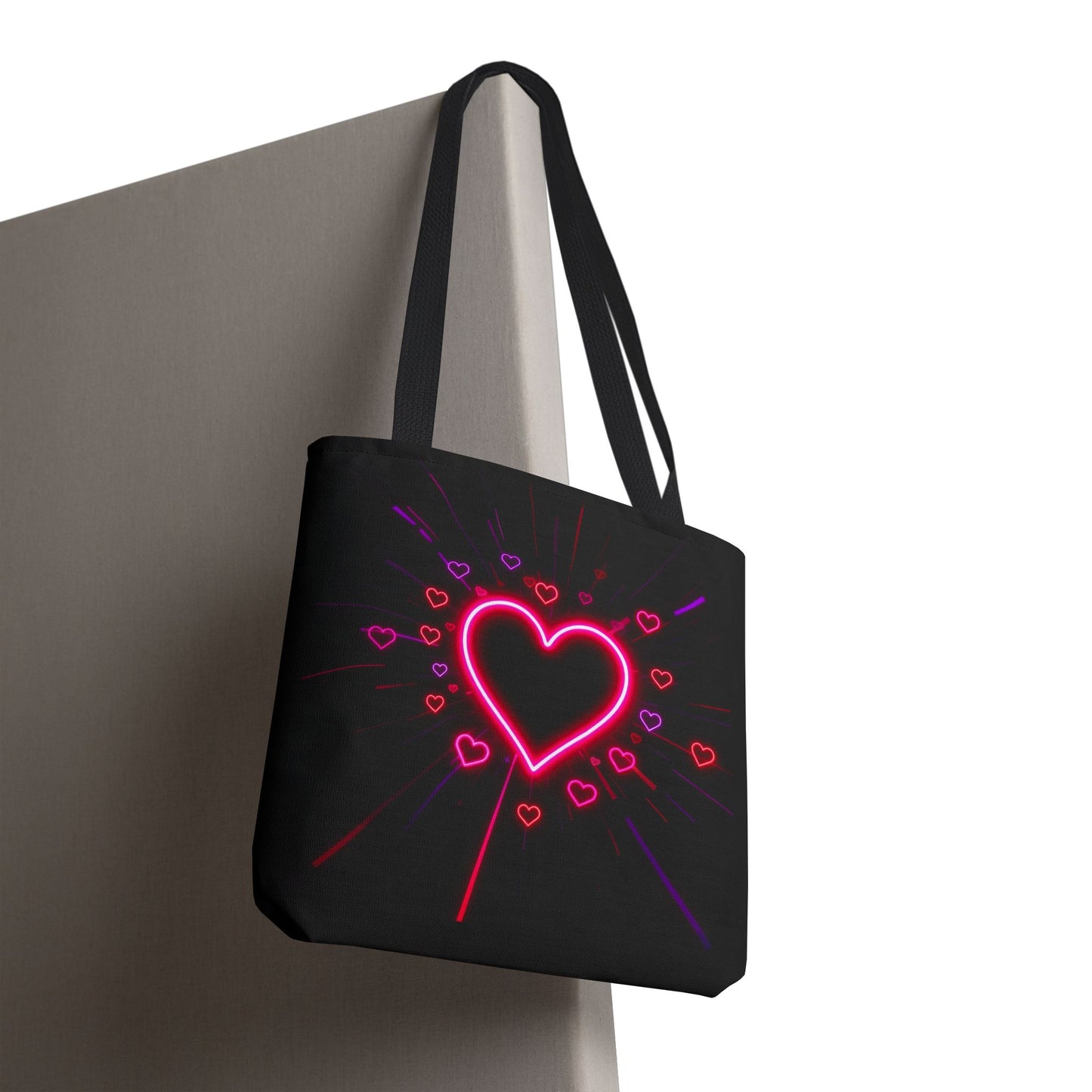 Neon Heart Tote Bag (AOP)
