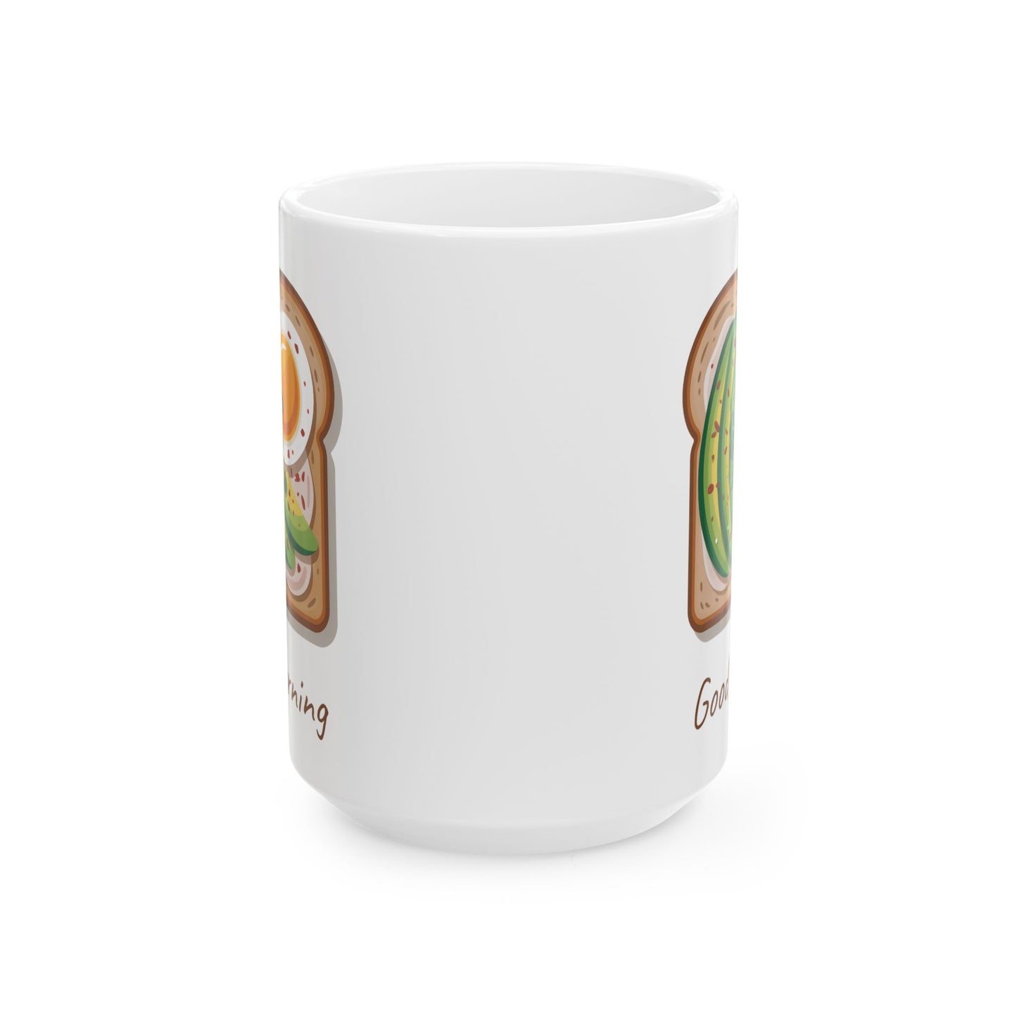 Avocado & Toast Ceramic Mug — Cute 'Good Morning' Breakfast Coffee Cup (15oz)