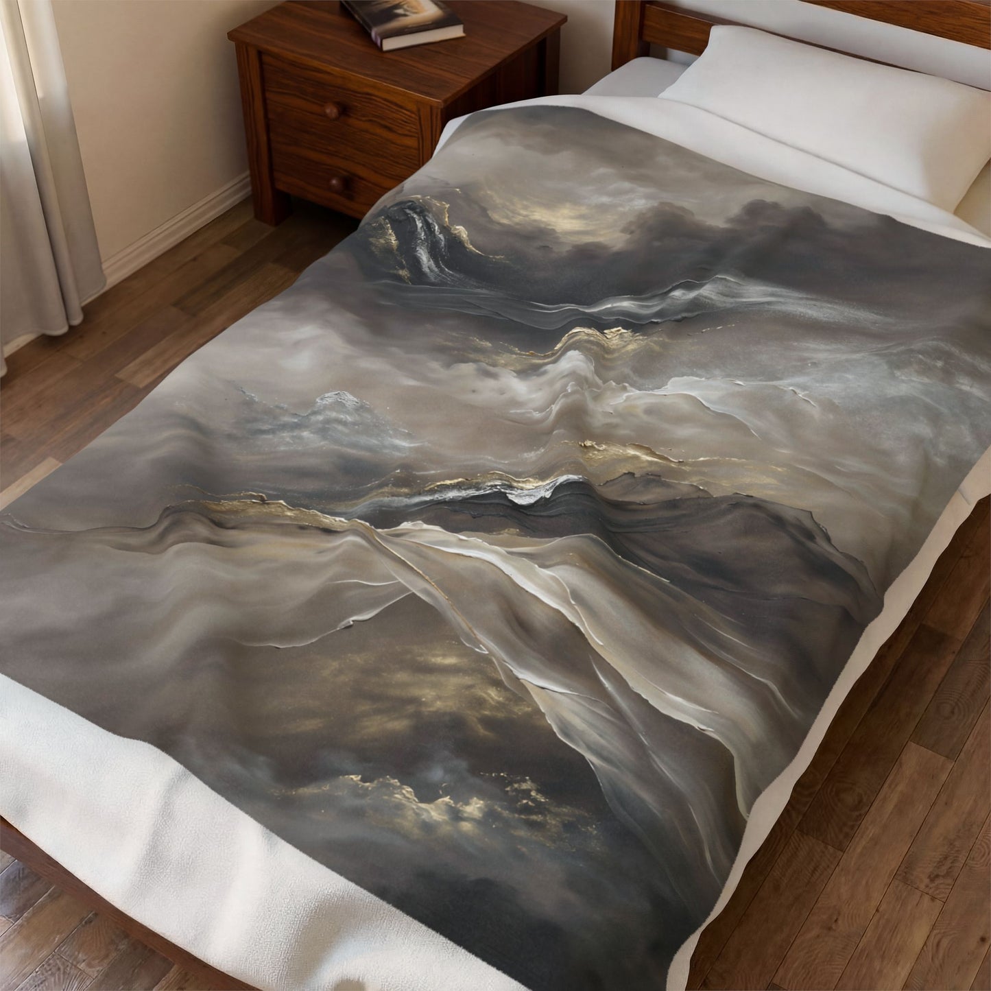 Abstract Neutral Throw Blanket 60x80 – Beige Gray Modern Home Decor – Soft Plush Accent Cover for Sofa Bed Chair – by Lair Gadgets