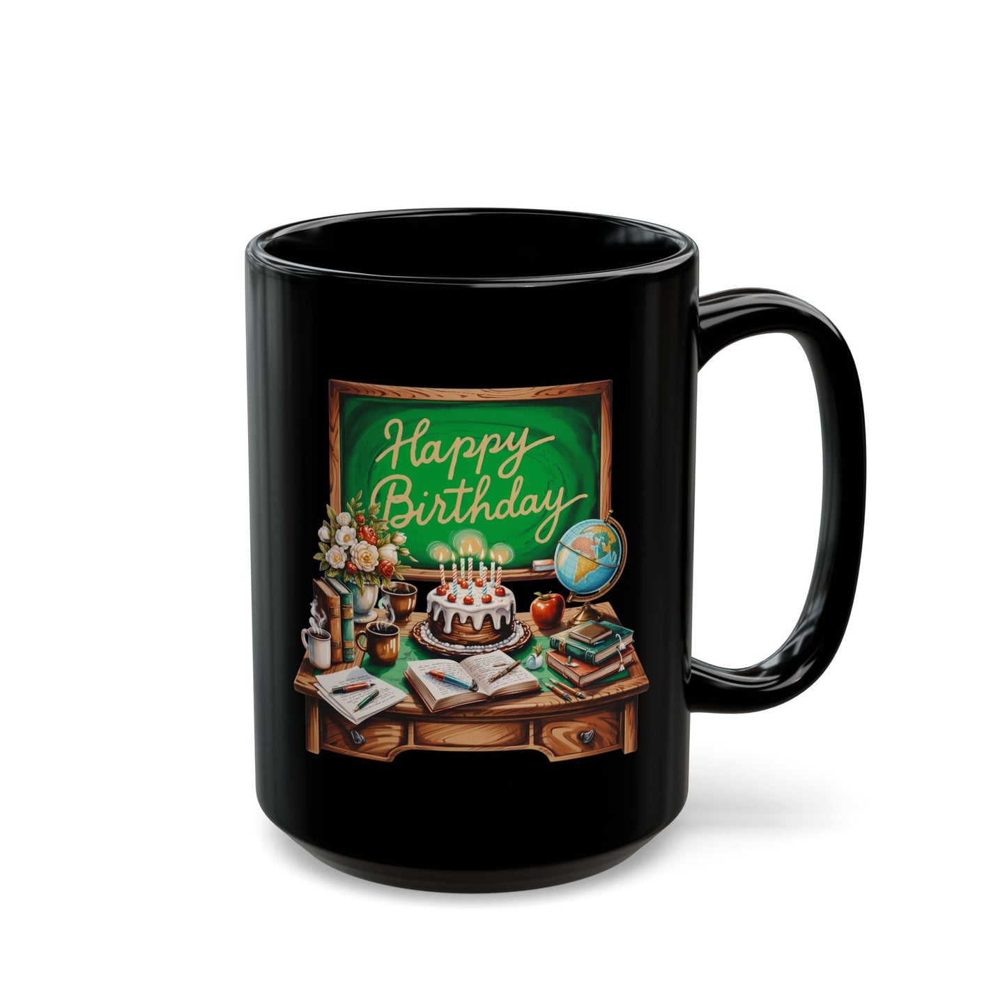 Happy Birthday Teacher Black Mug (11oz, 15oz)