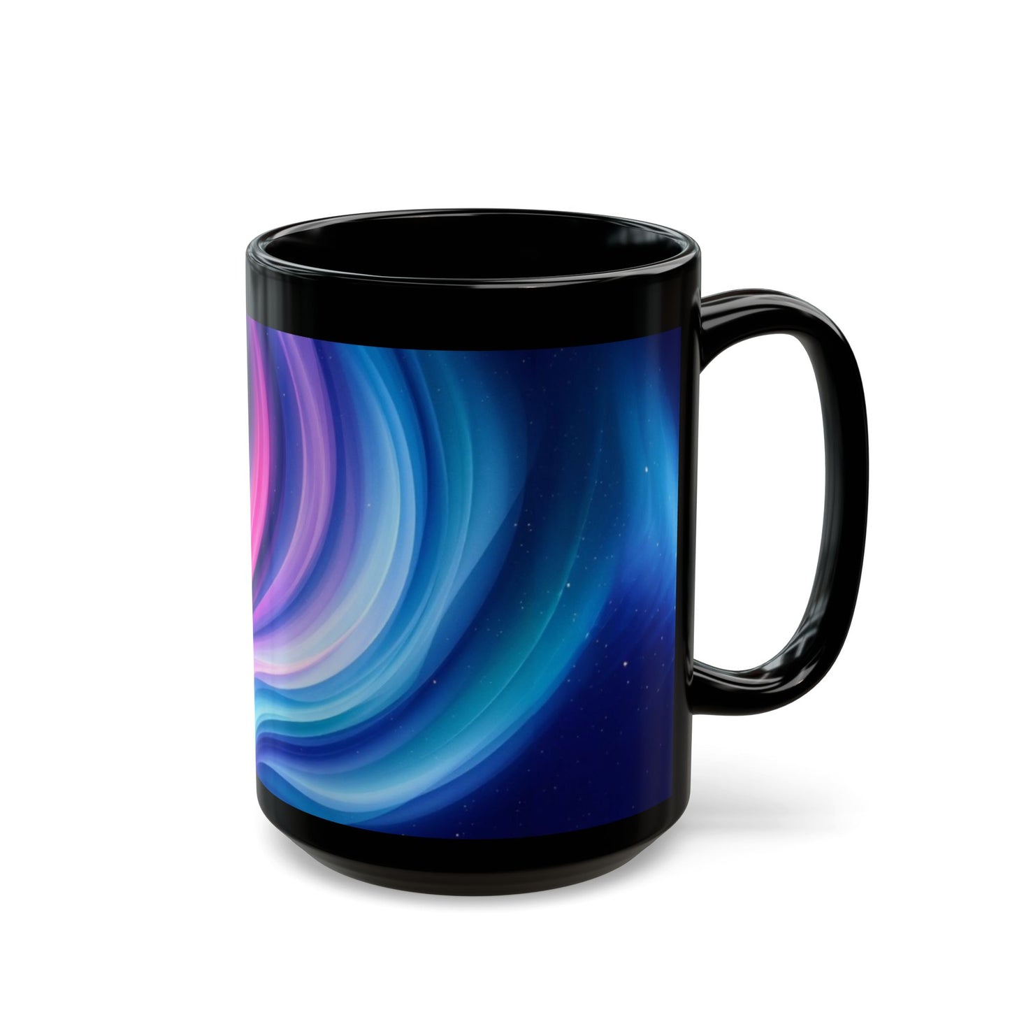 Abstract Galaxy Black Mug - Colorful Swirl Design for Coffee Lovers, Perfect Gift for Café Enthusiasts