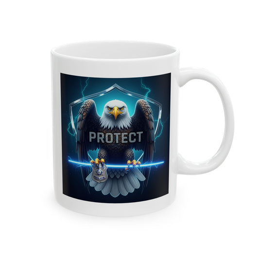 Eagle Protect Mug, Police Mug, Law Enforcement Mug, Patriotic Mug, American Eagle Mug, Gift for Police Officer, Military Mug