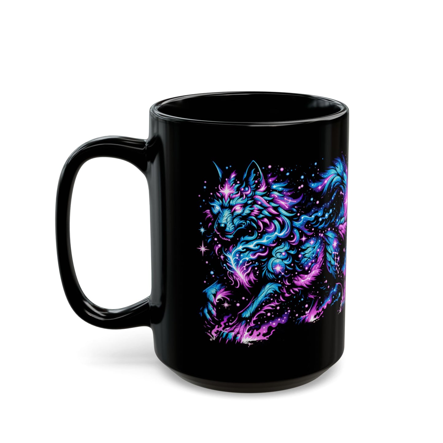 Cosmic Wolf Black Mug (11oz, 15oz)