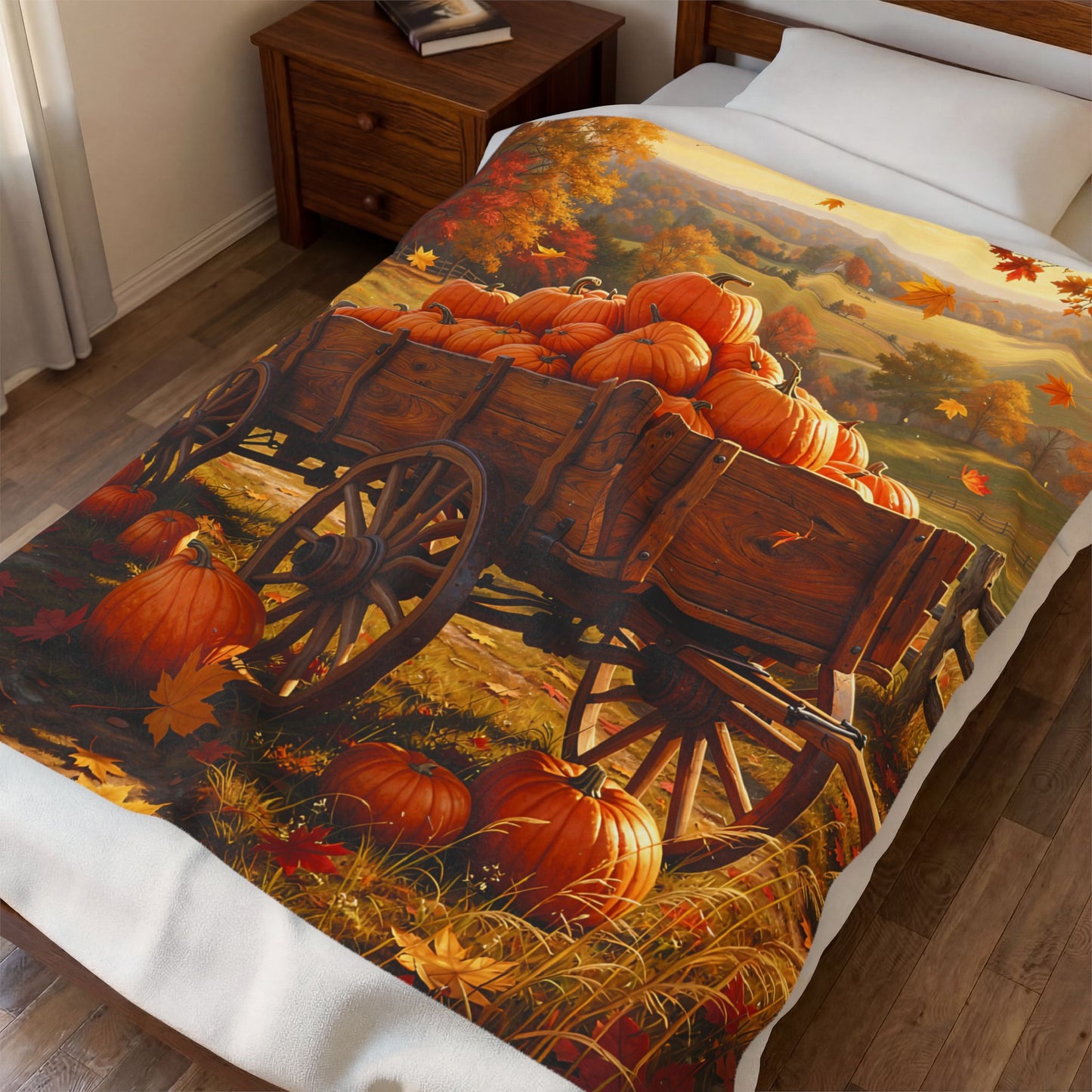 Wagon Harvest Velveteen Plush Blanket