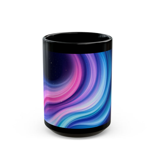 Abstract Galaxy Black Mug - Colorful Swirl Design for Coffee Lovers, Perfect Gift for Café Enthusiasts