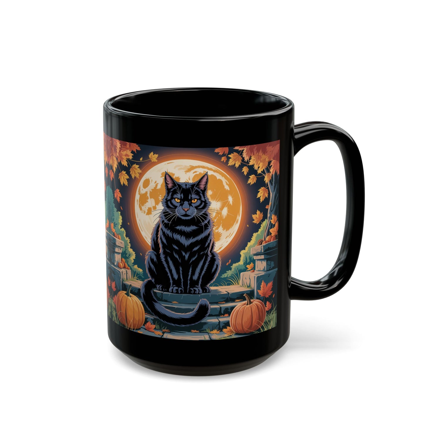 Cat full background Black Mug (15oz)