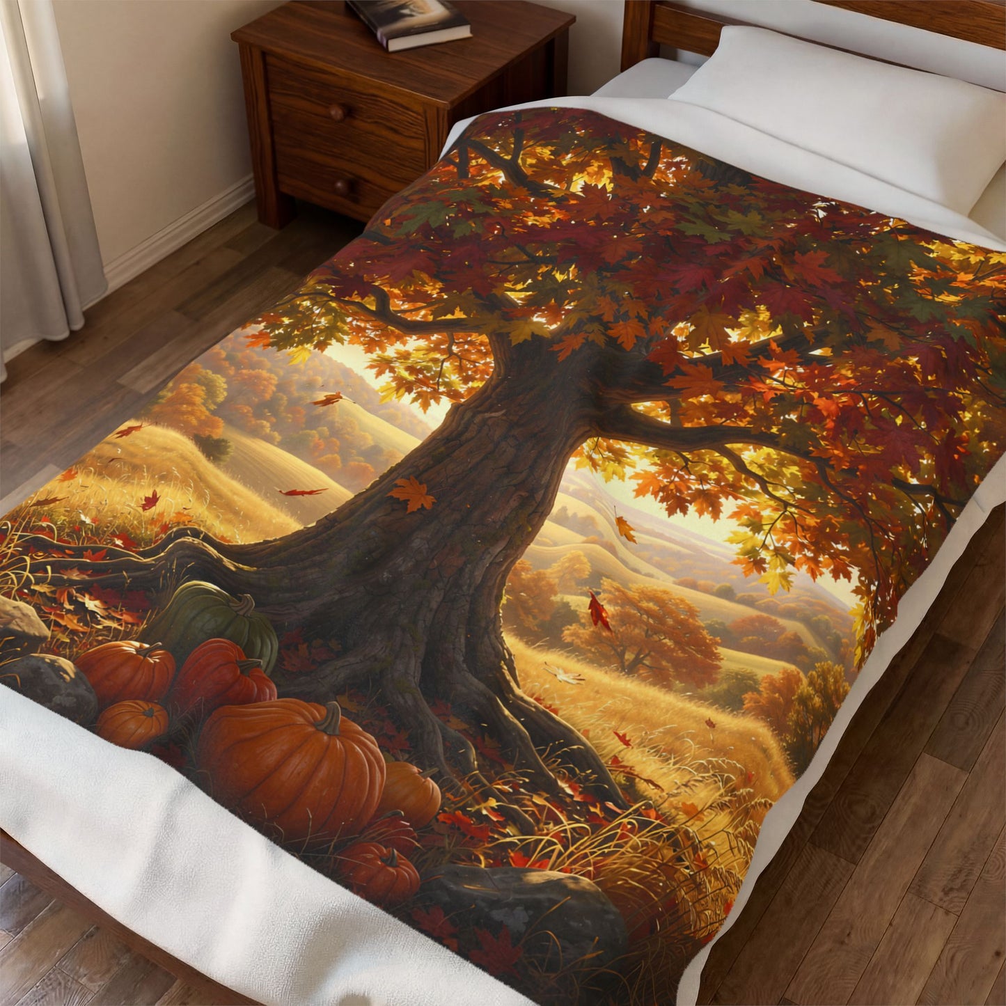 Harvest Tree Velveteen Plush Blanket