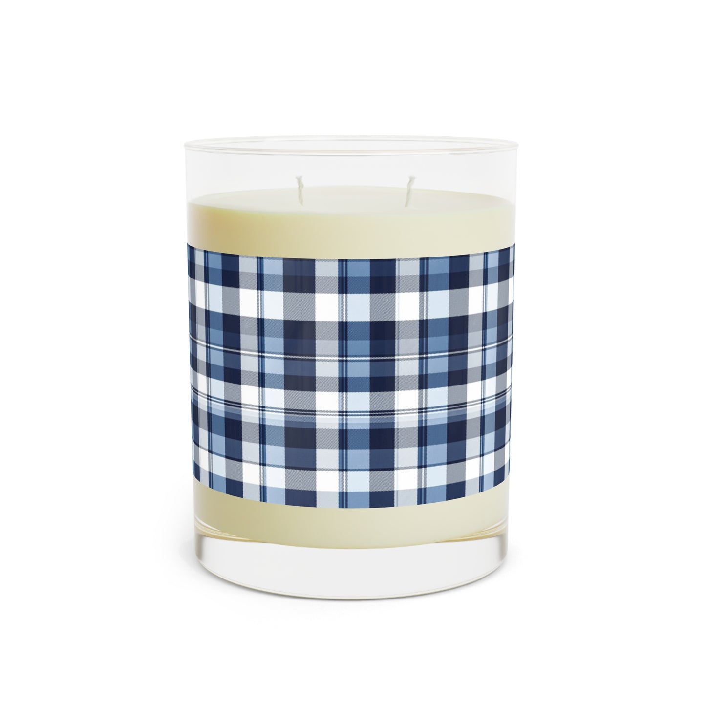 Navy Plaid Scented Candle - Cozy Home Decor, 11oz