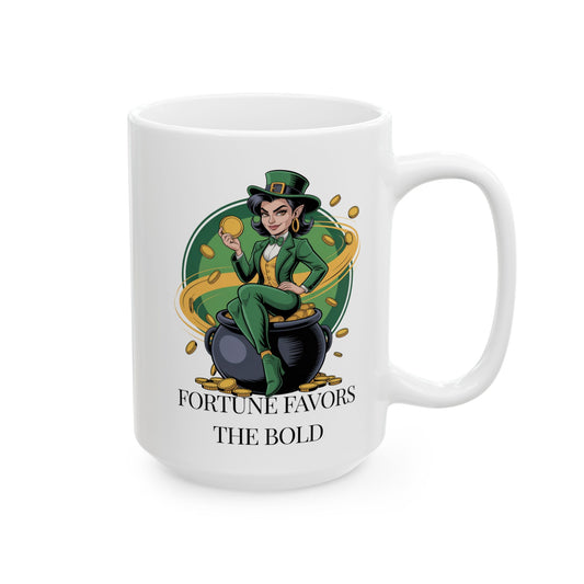 Fortune Favors the Bold Ceramic Mug, (15oz)