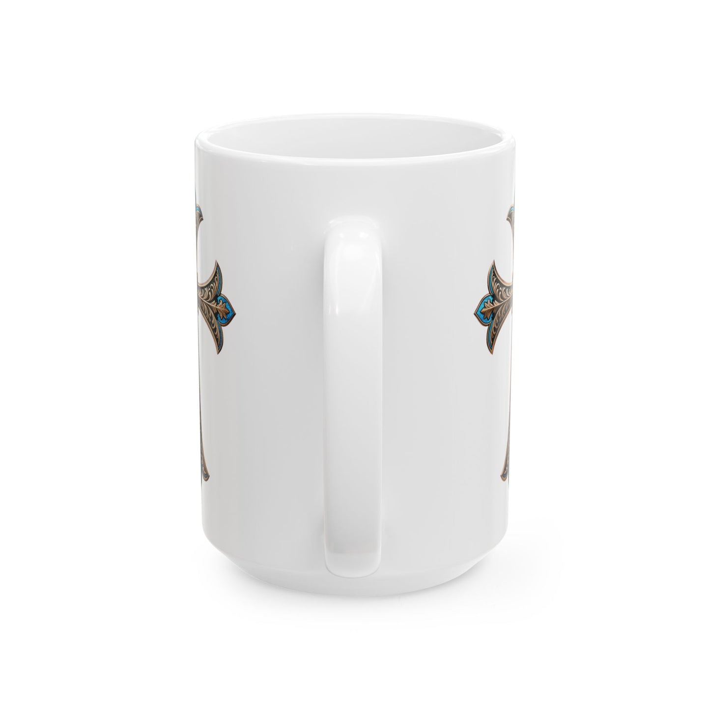Easter Cross Blue Accent Ceramic Mug, (11oz, 15oz)