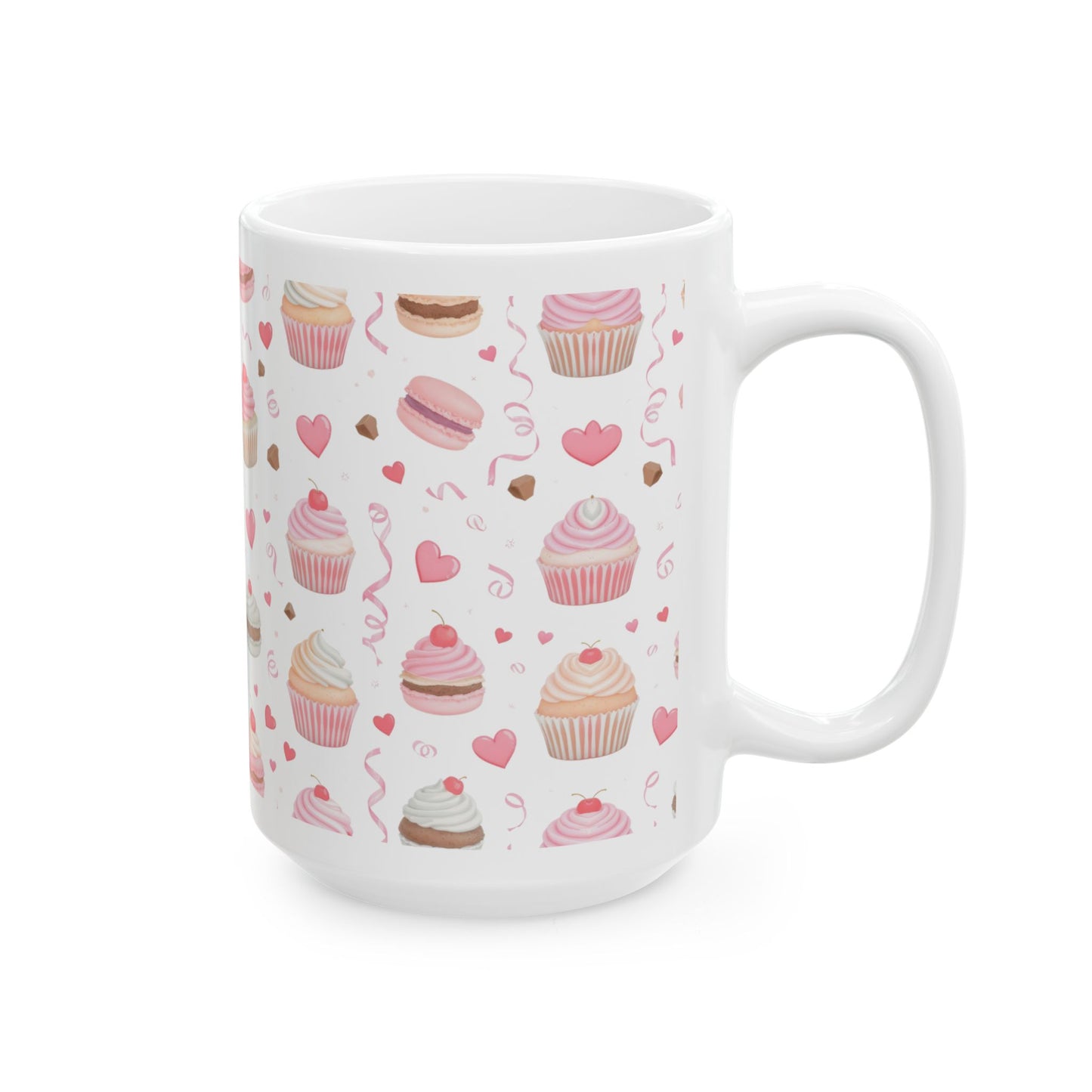 Cute Pink Cupcake Pattern Ceramic Mug 15oz - Score 82