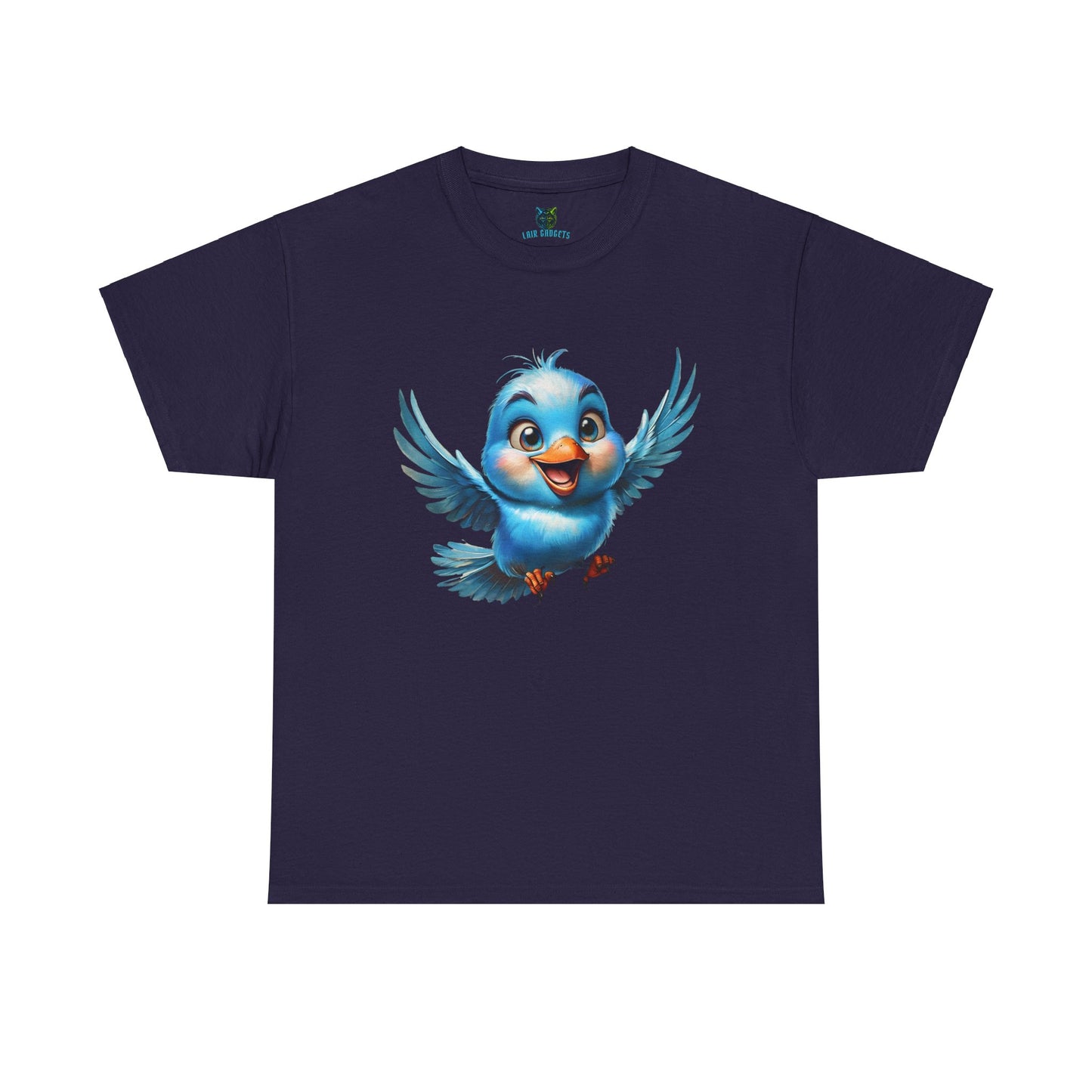 Playful Bluebird  Heavy Cotton Tee - Perfect for Nature Lovers & Everyday Wear