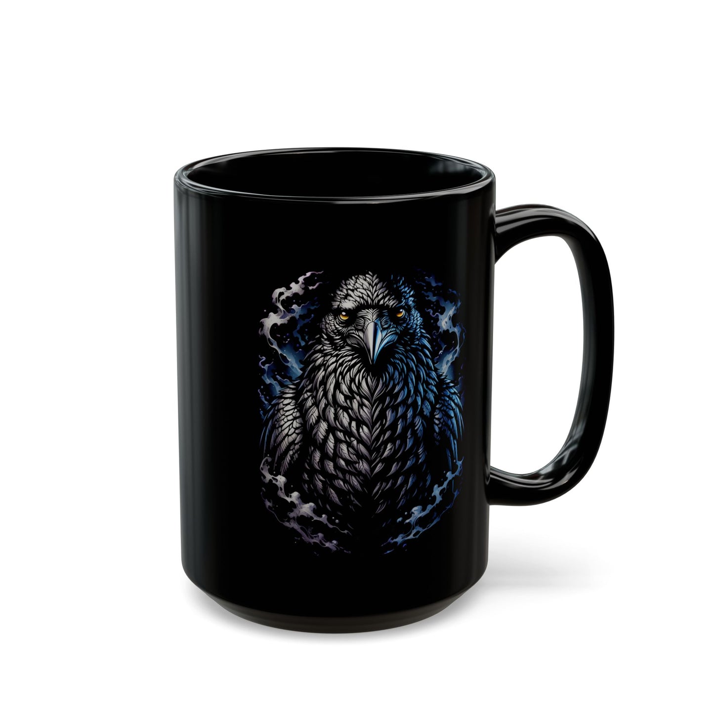 Raven Head on Black Smoke Edition Black Mug (11oz, 15oz)