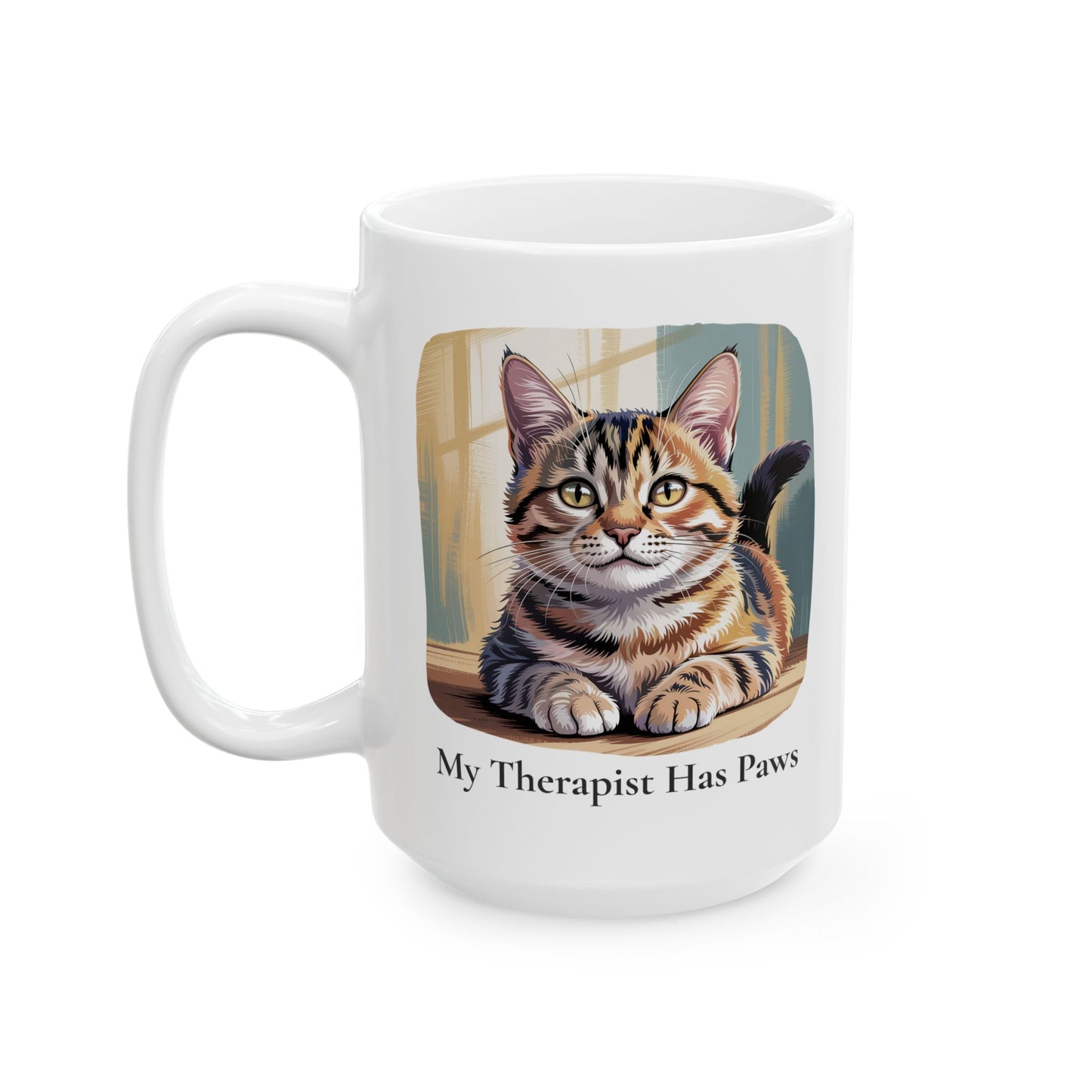 My Therapist has Paws Cat Ceramic Mug, (15oz)