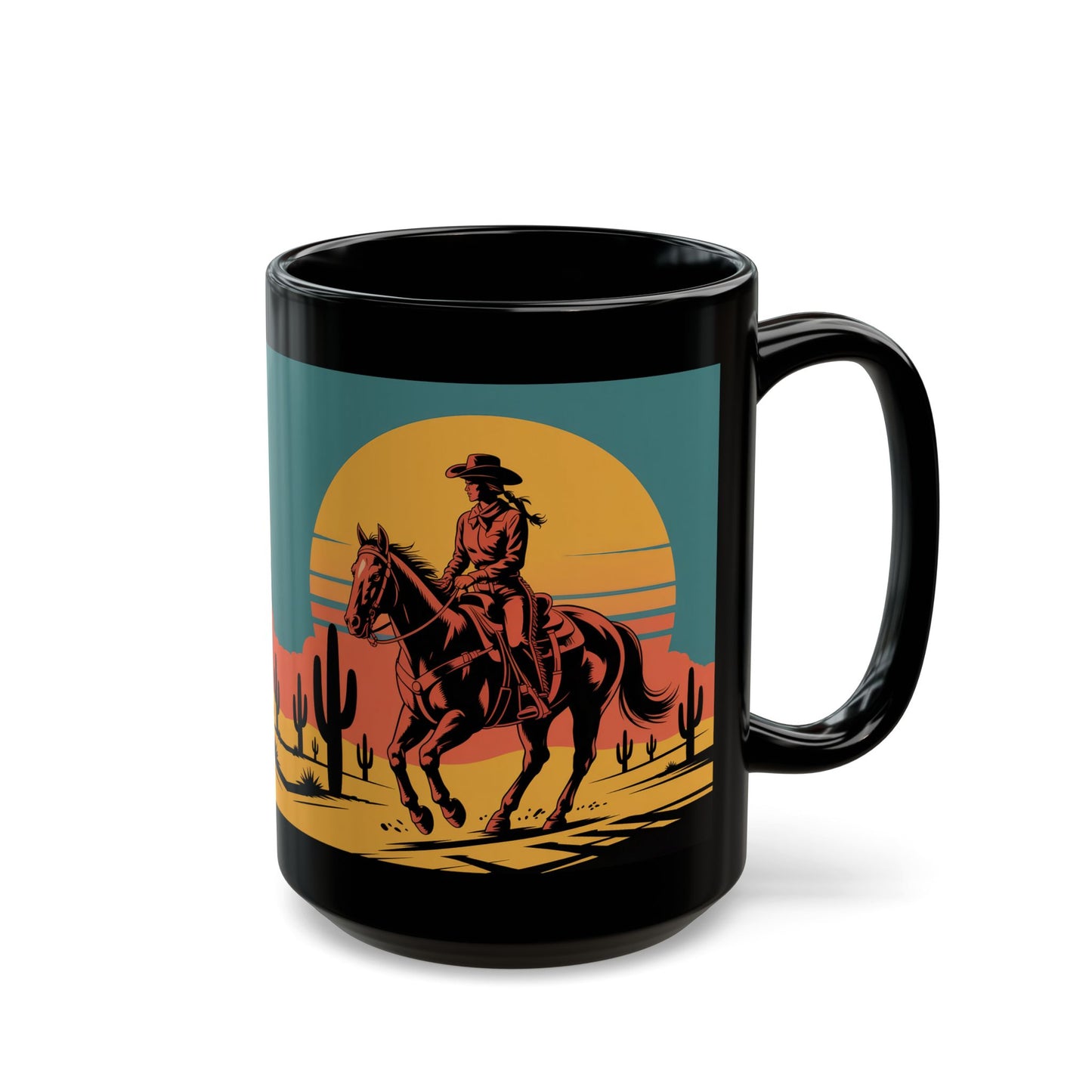 Cowgirl rider Black Mug (15oz)
