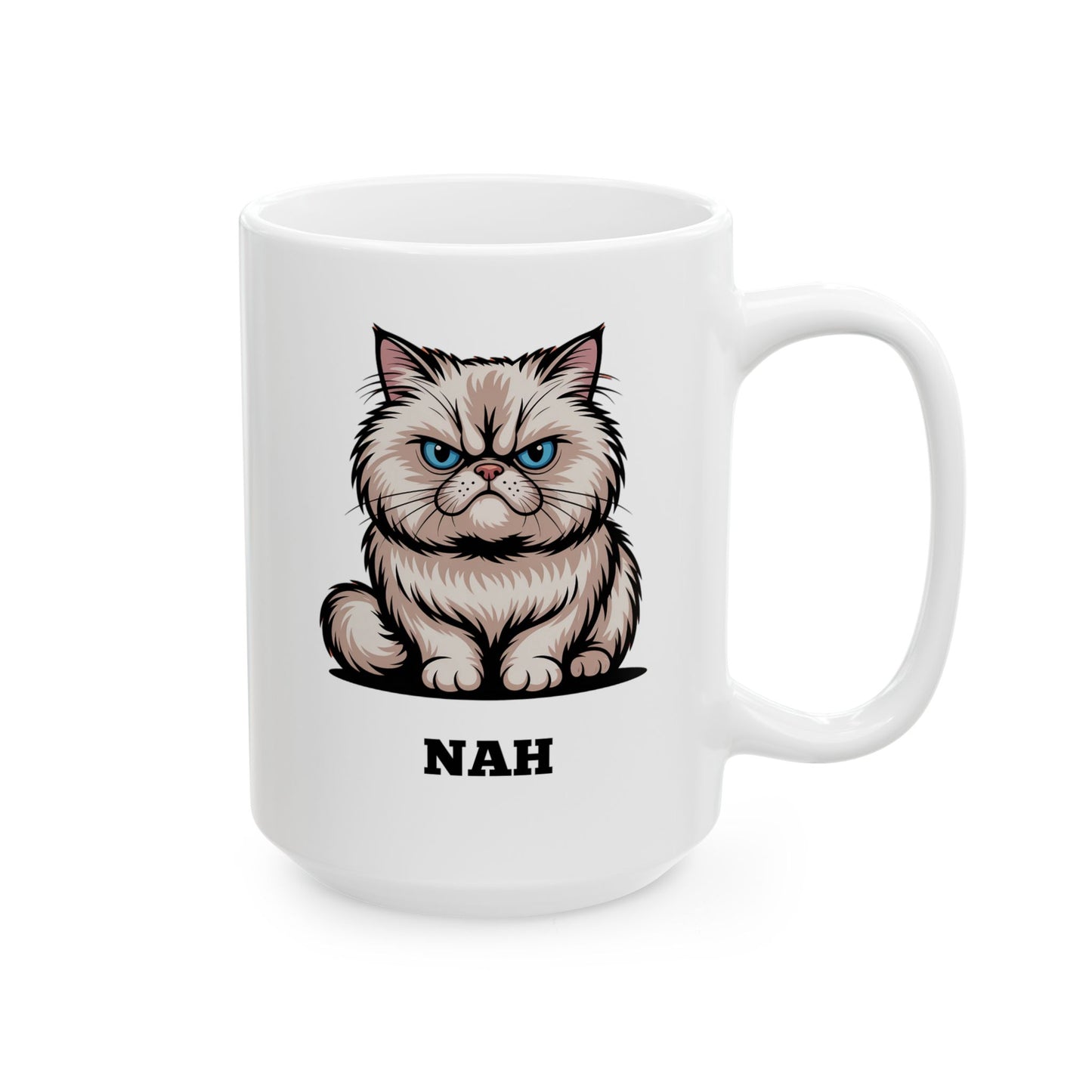 Funny Cat Coffee Mug – Angry Cat Mug for Cat Owners and Morning Coffee – “NAH” Design by Lair Gadgets